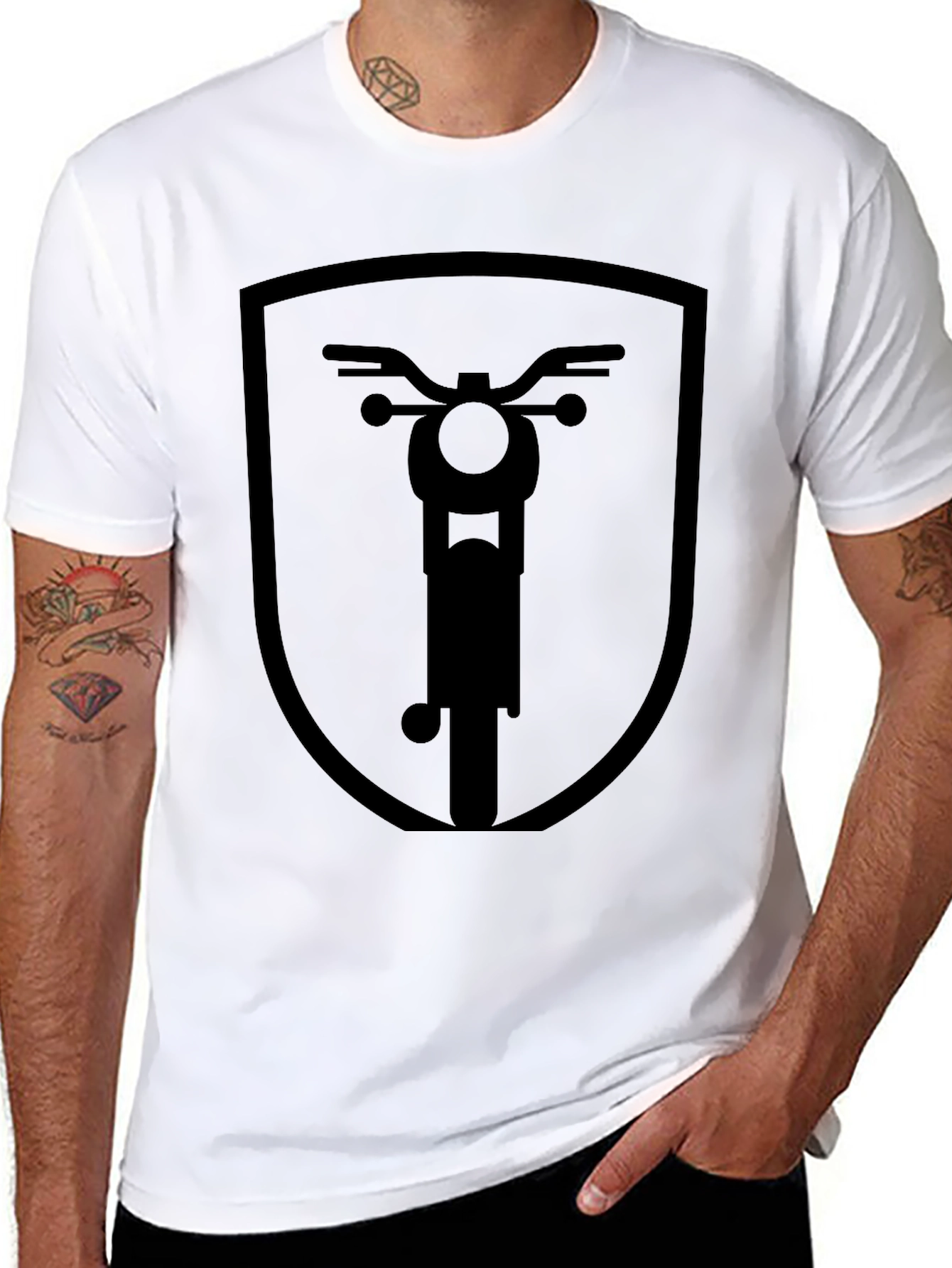 Motorcycle Shield Graphic Tee - Black