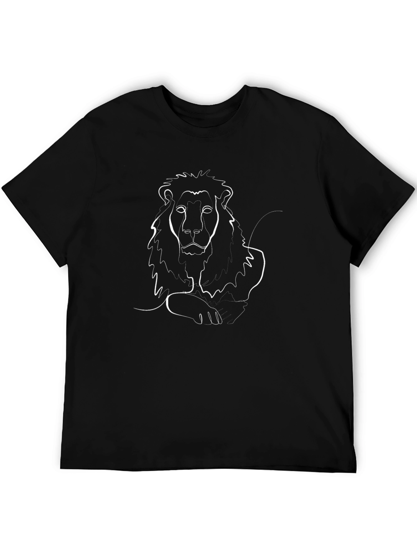 Minimalist Lion Graphic T-Shirt - Black