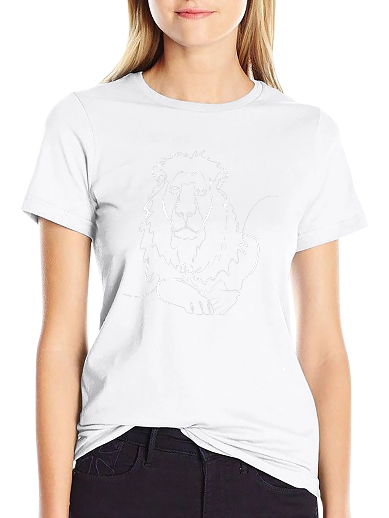 Minimalist Lion Graphic T-Shirt - Black