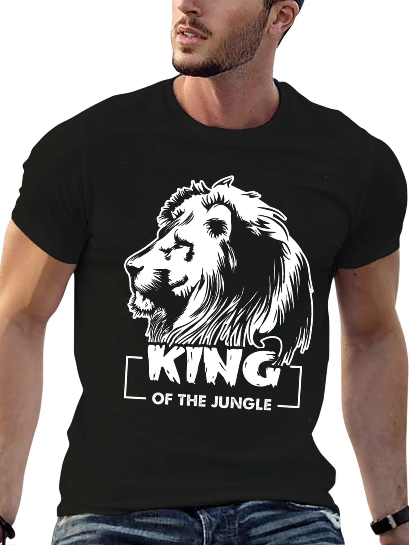 King of the Jungle Lion Graphic Tee - Black