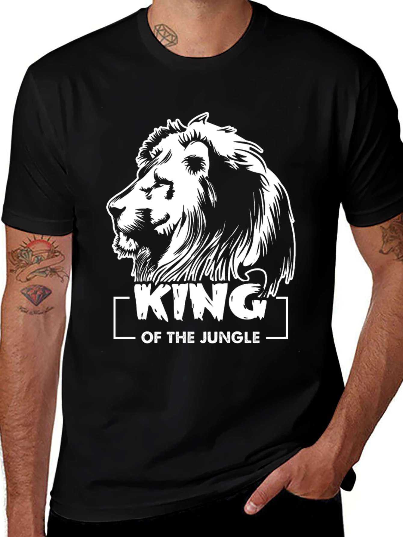 King of the Jungle Lion Graphic Tee - Black