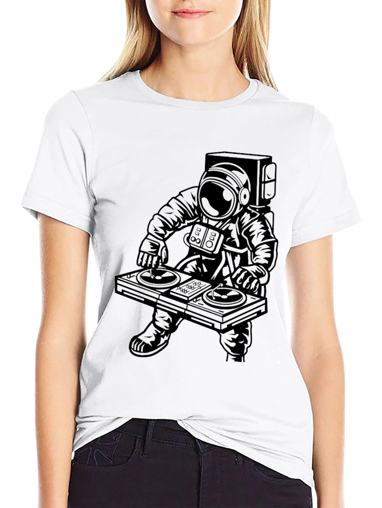 Astronaut DJ Black T-Shirt
