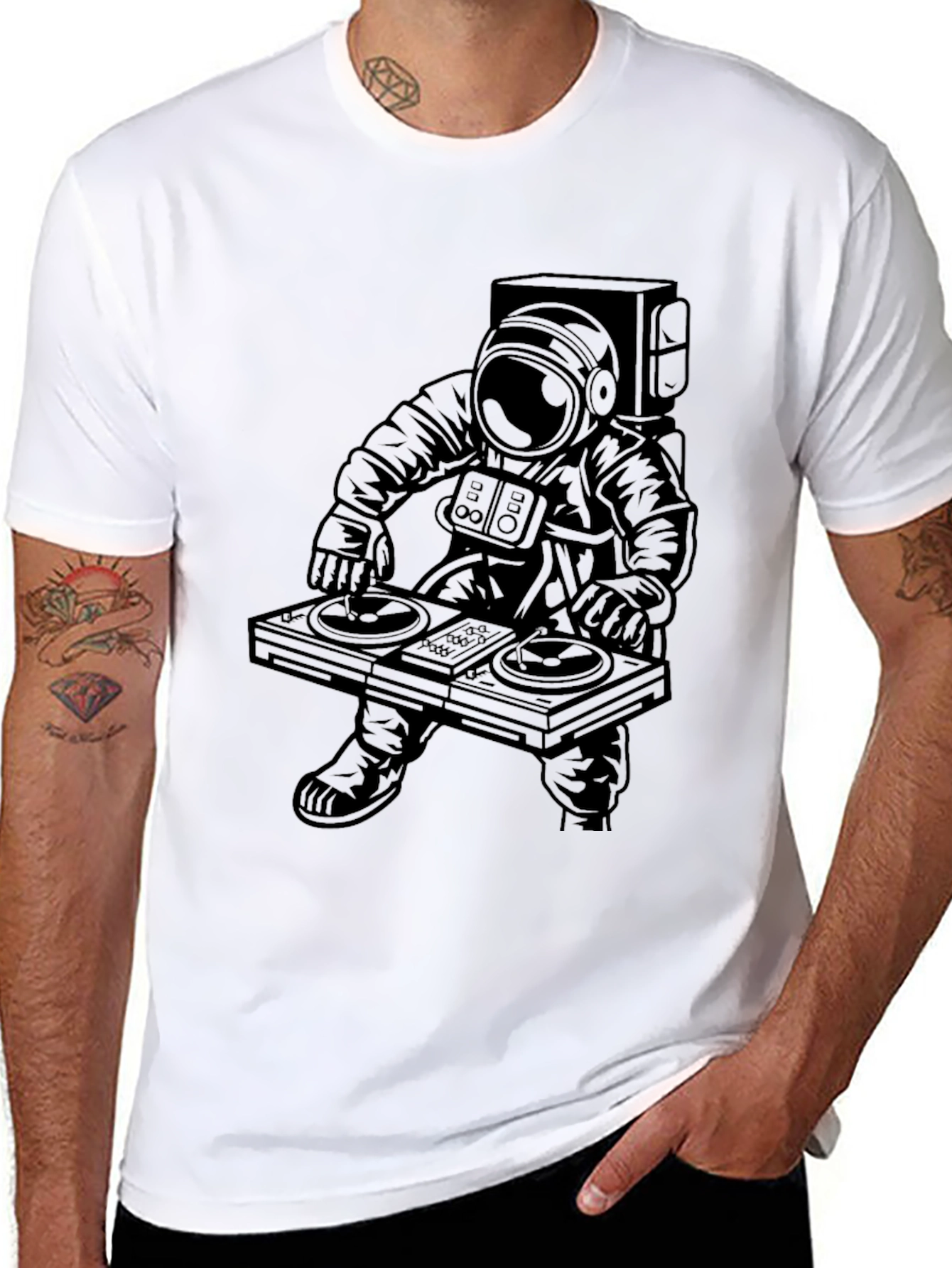 Astronaut DJ Black T-Shirt