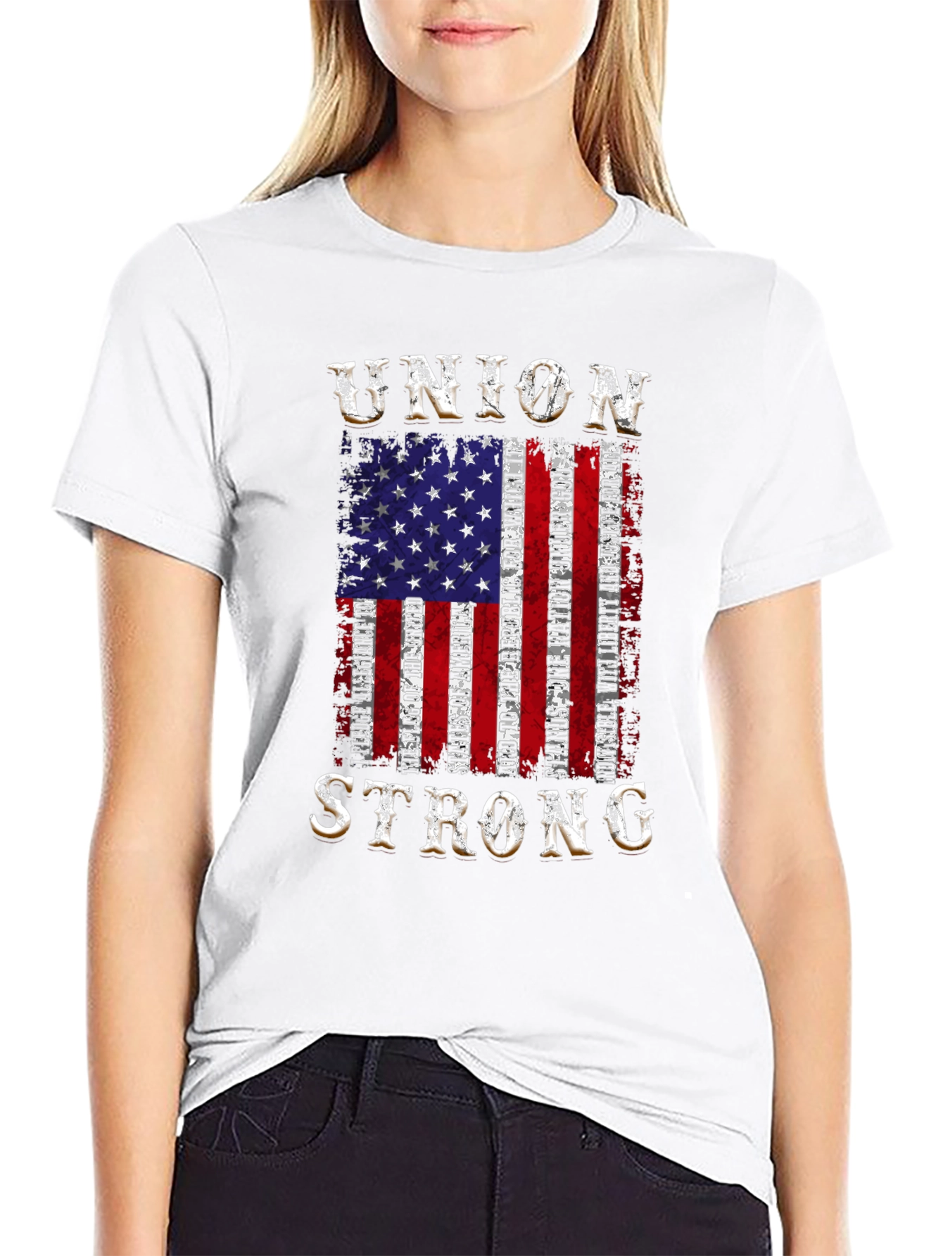 Union Strong Patriotic American Flag Graphic Tee