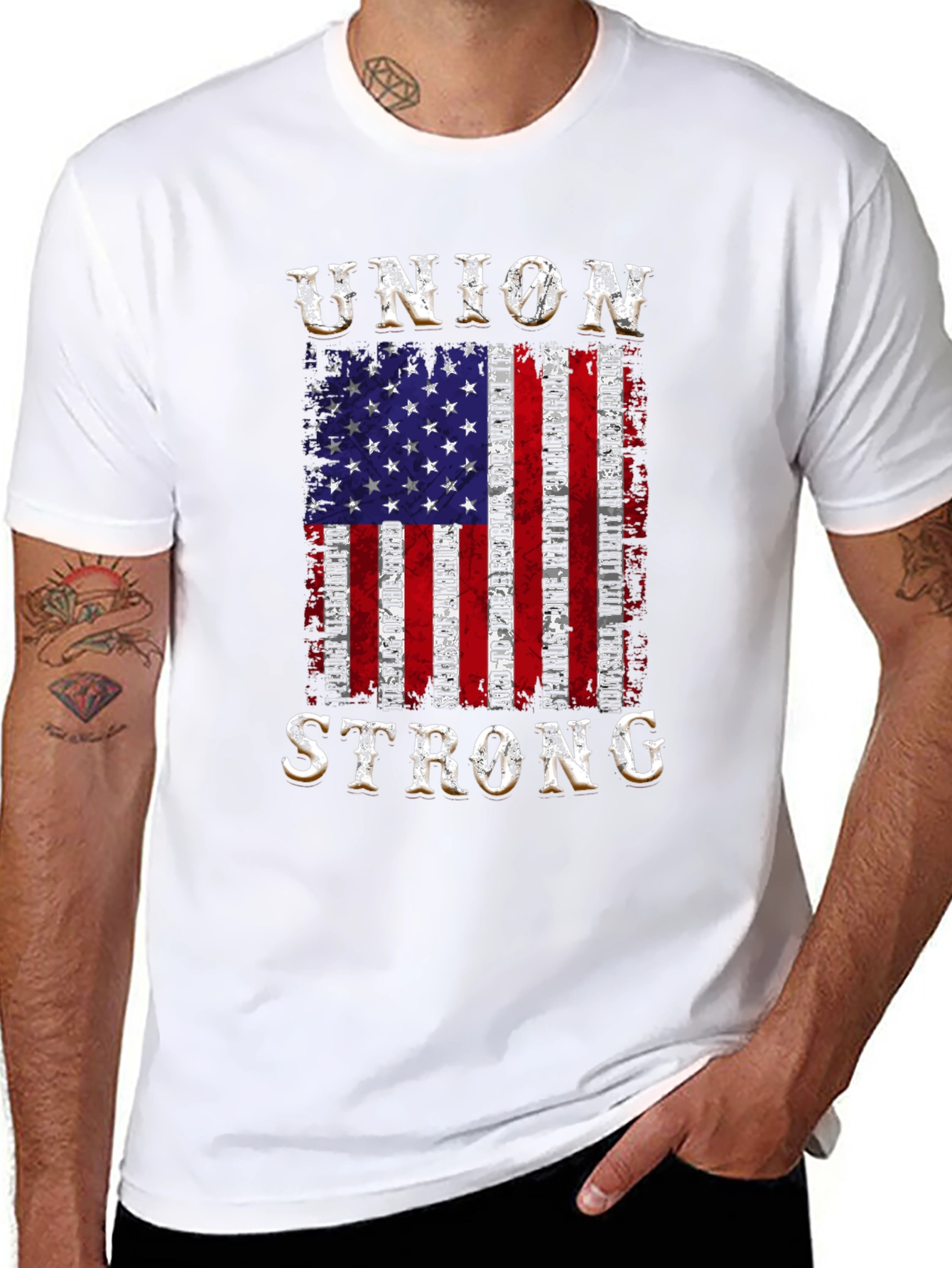 Union Strong Patriotic American Flag Graphic Tee