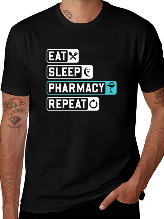 Eat Sleep Pharmacy Repeat Black T-Shirt