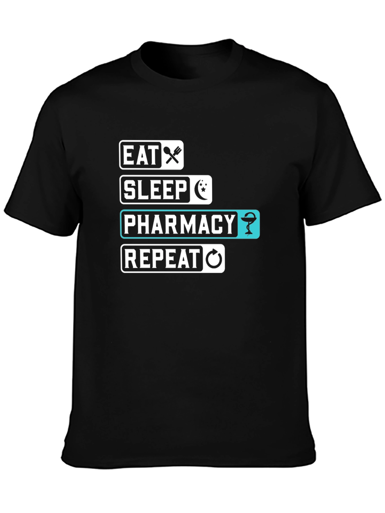 Eat Sleep Pharmacy Repeat Black T-Shirt
