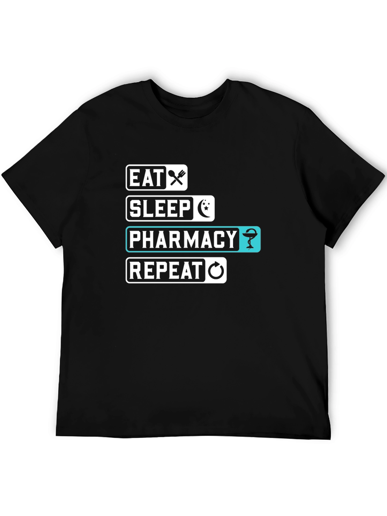 Eat Sleep Pharmacy Repeat Black T-Shirt