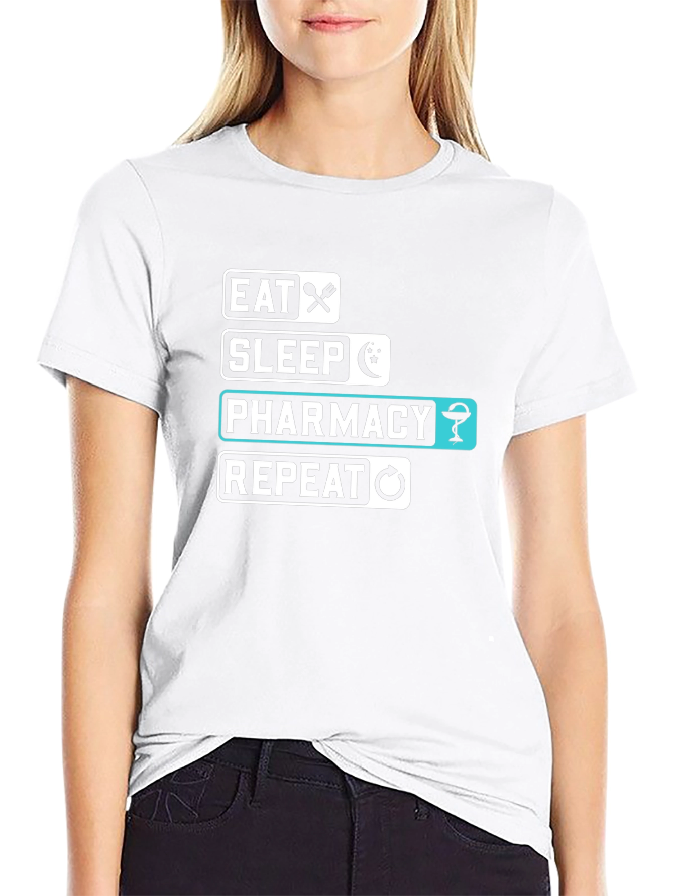 Eat Sleep Pharmacy Repeat Black T-Shirt