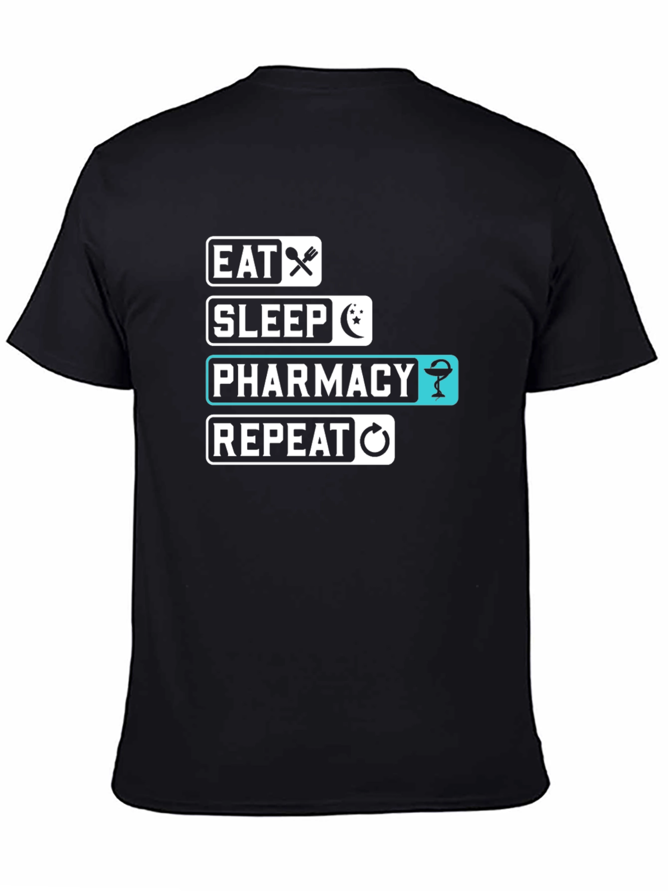 Eat Sleep Pharmacy Repeat Black T-Shirt