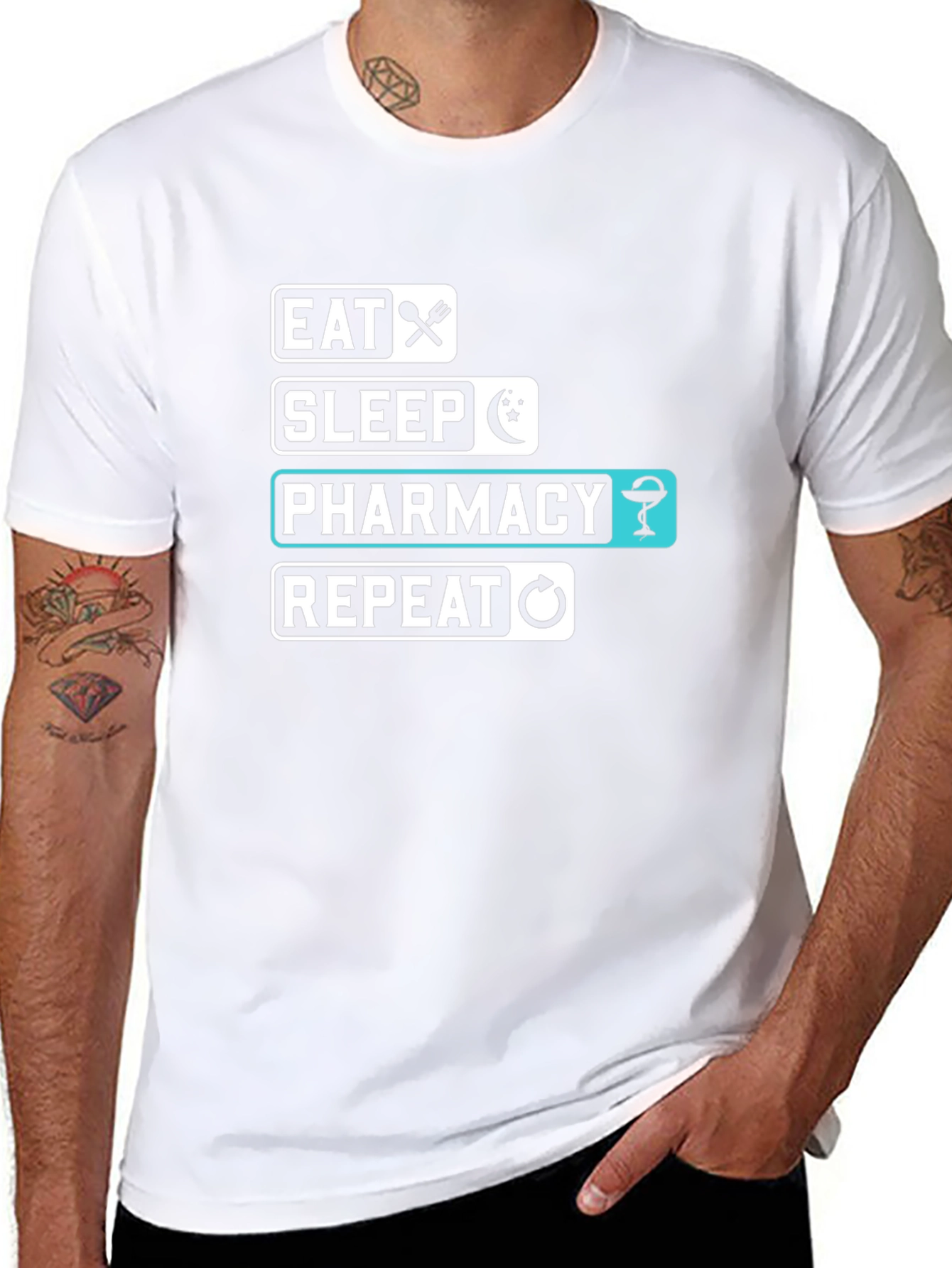 Eat Sleep Pharmacy Repeat Black T-Shirt