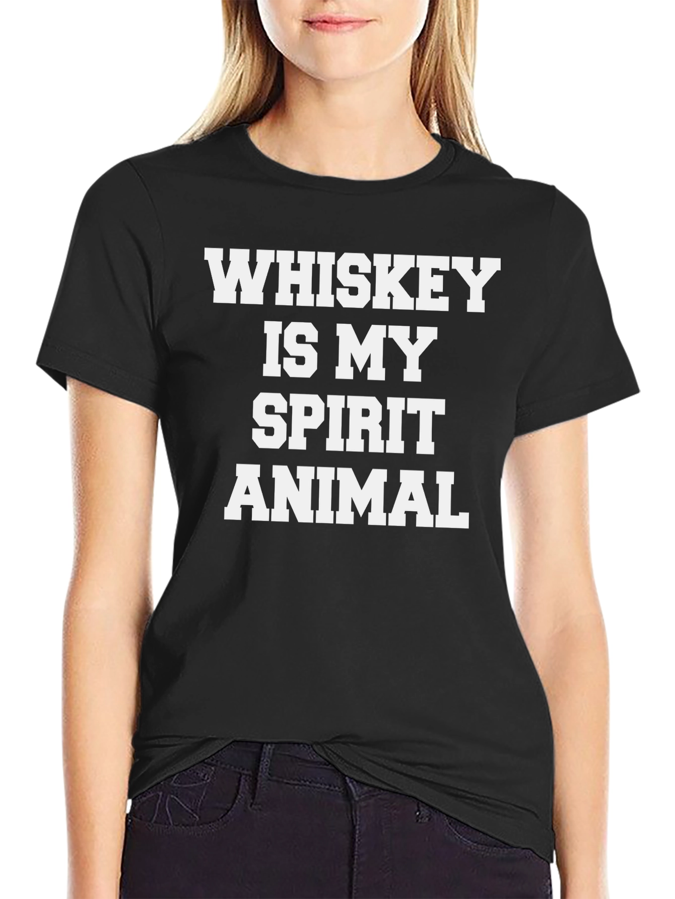 Whiskey Is My Spirit Animal Black Graphic Tee