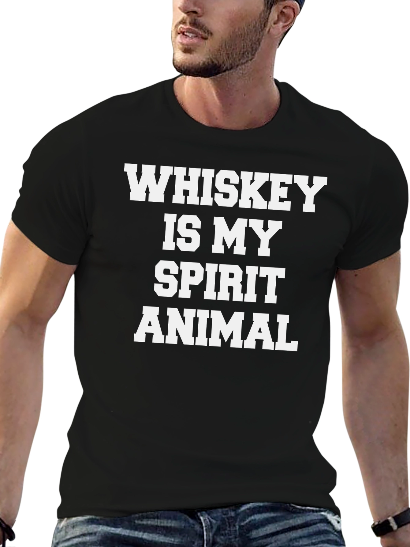 Whiskey Is My Spirit Animal Black Graphic Tee
