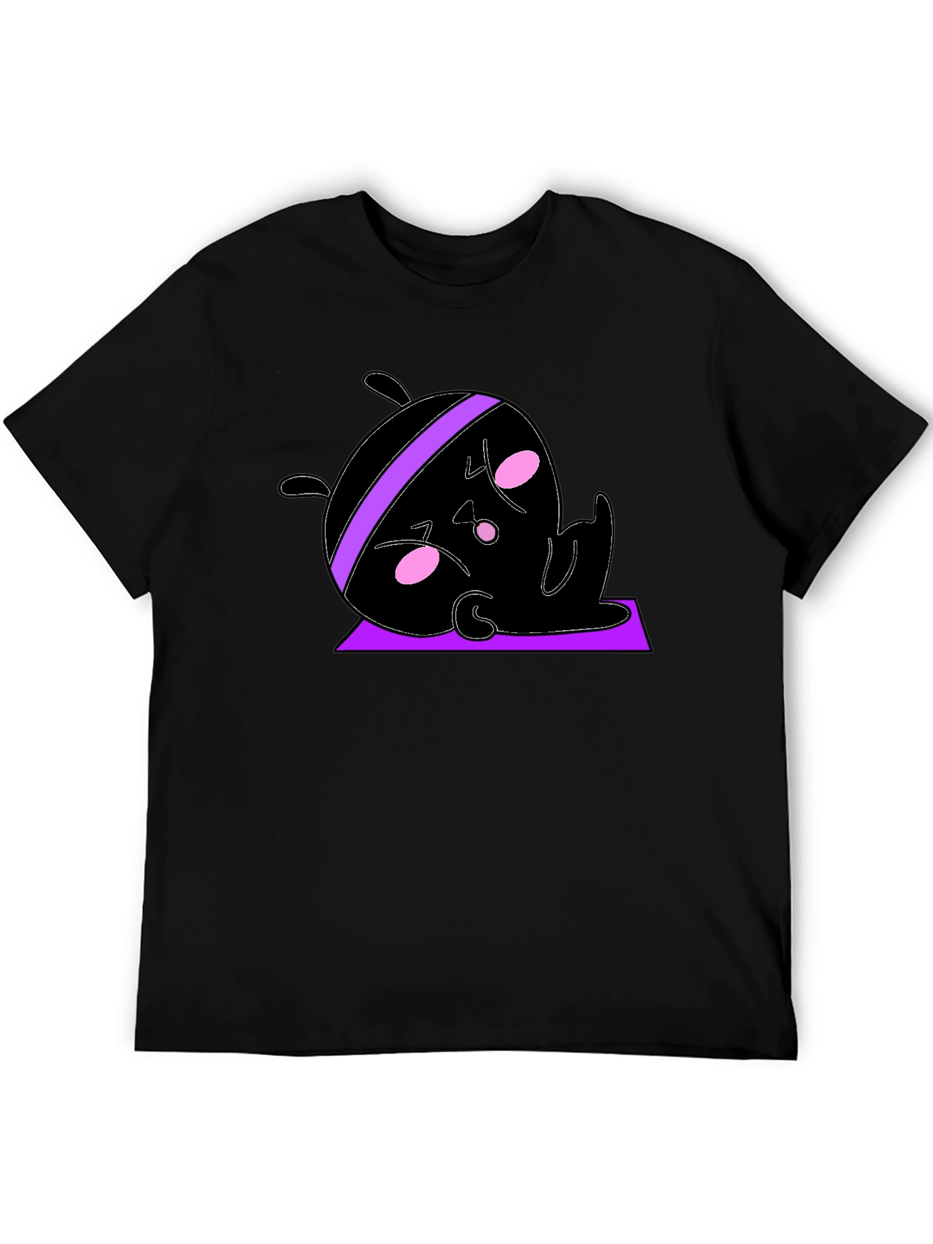 Funny Yoga Cartoon Black T-Shirt