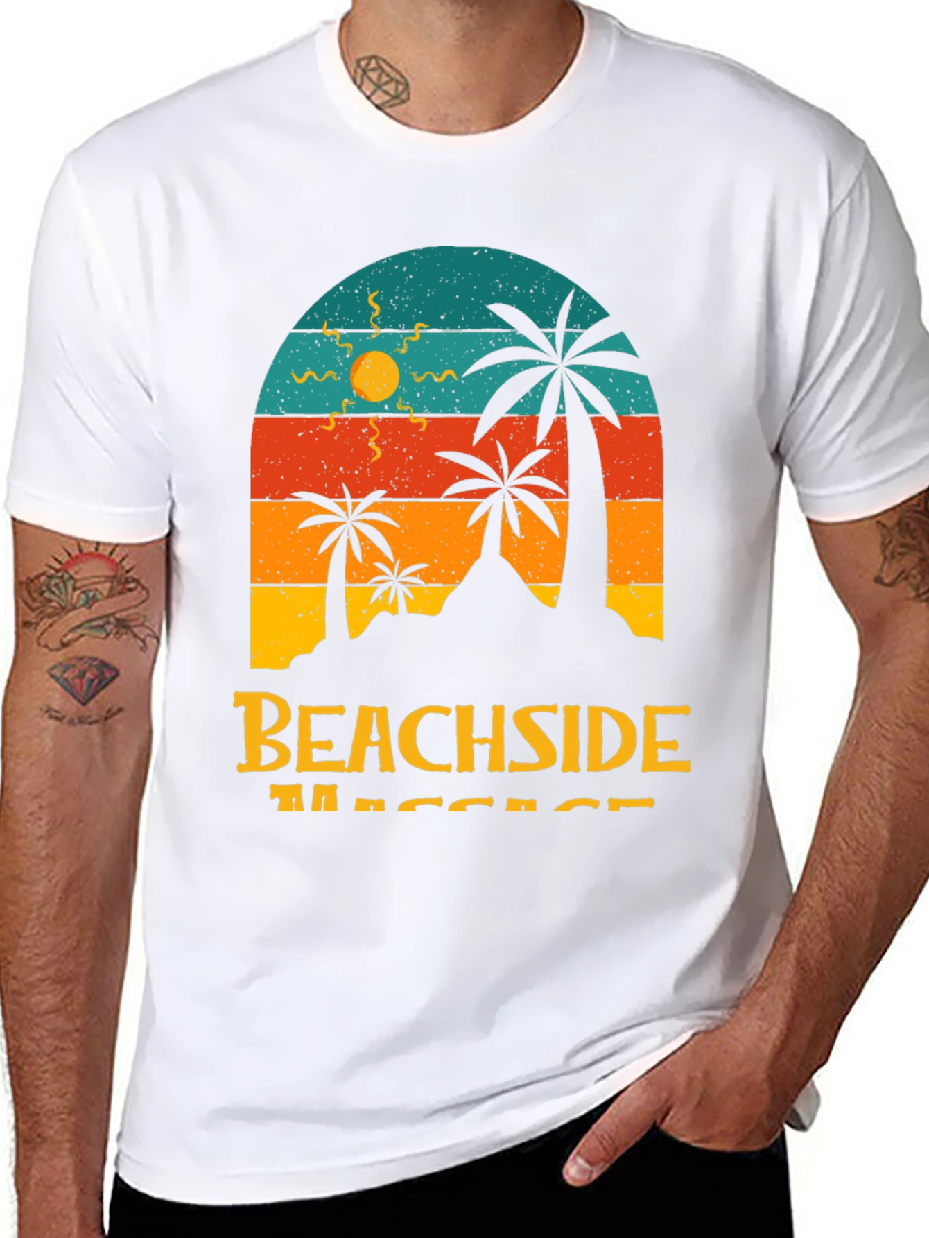 Retro Beachside T-Shirt - Palm Tree Graphic