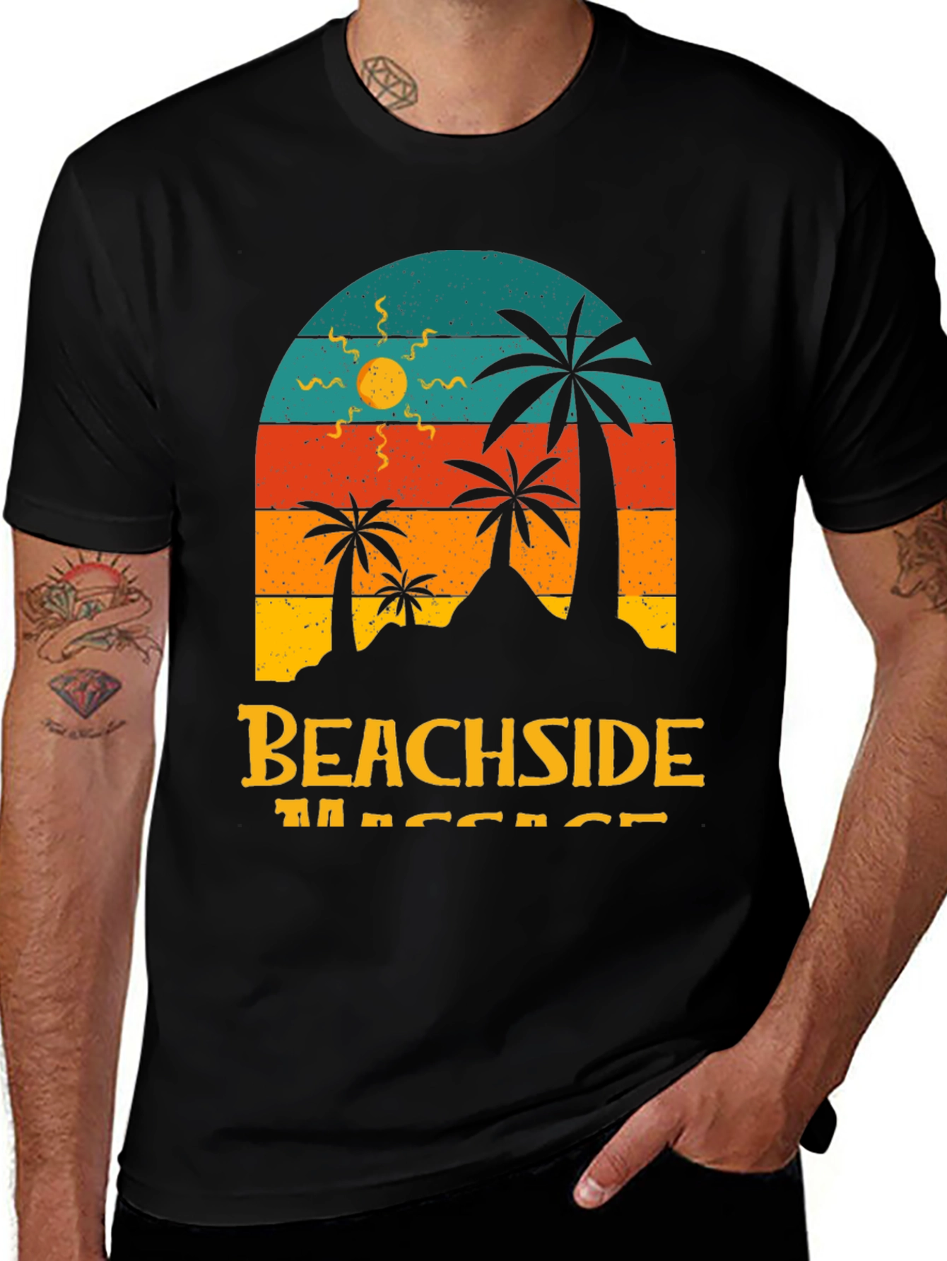 Retro Beachside T-Shirt - Palm Tree Graphic