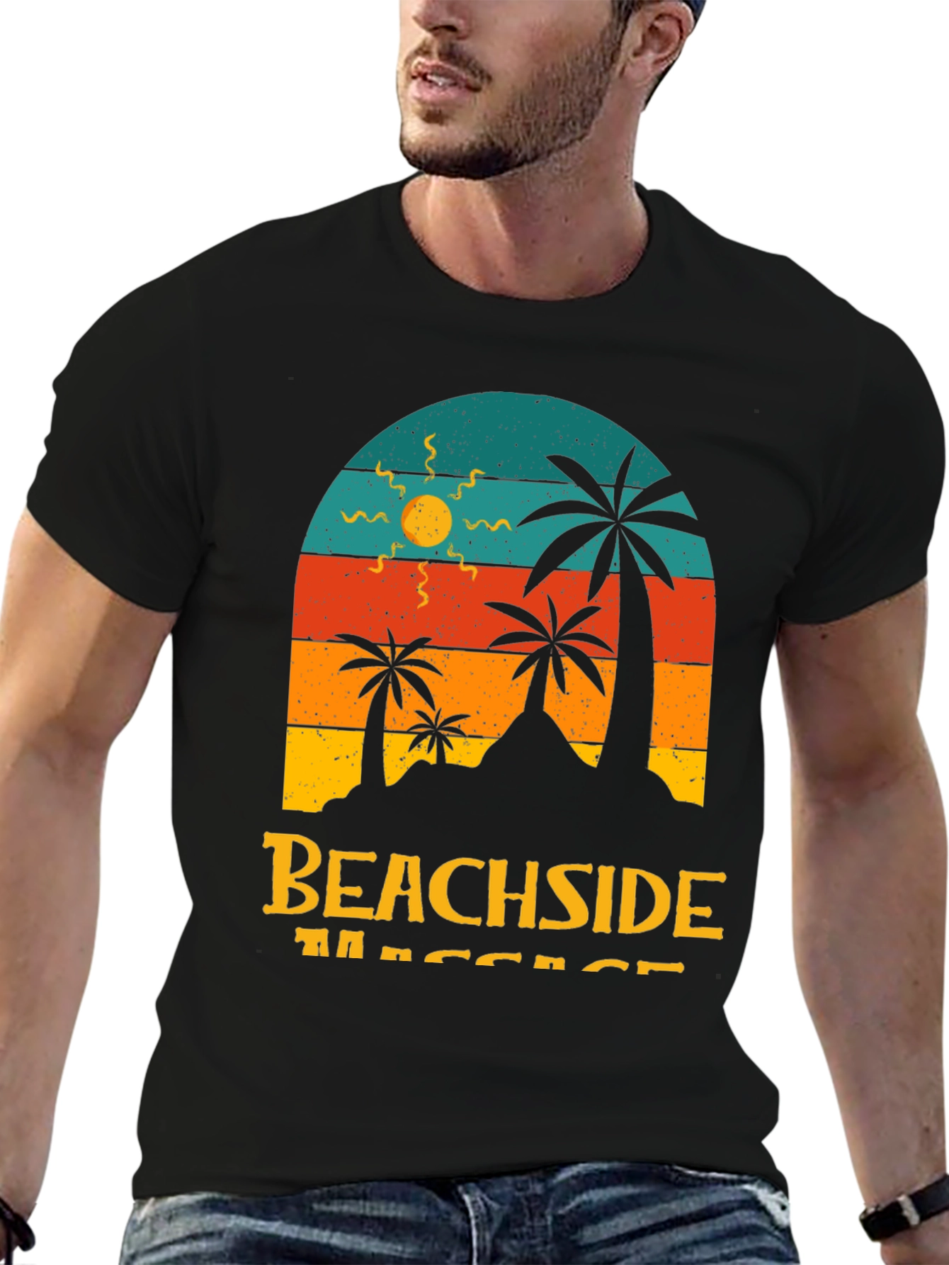 Retro Beachside T-Shirt - Palm Tree Graphic