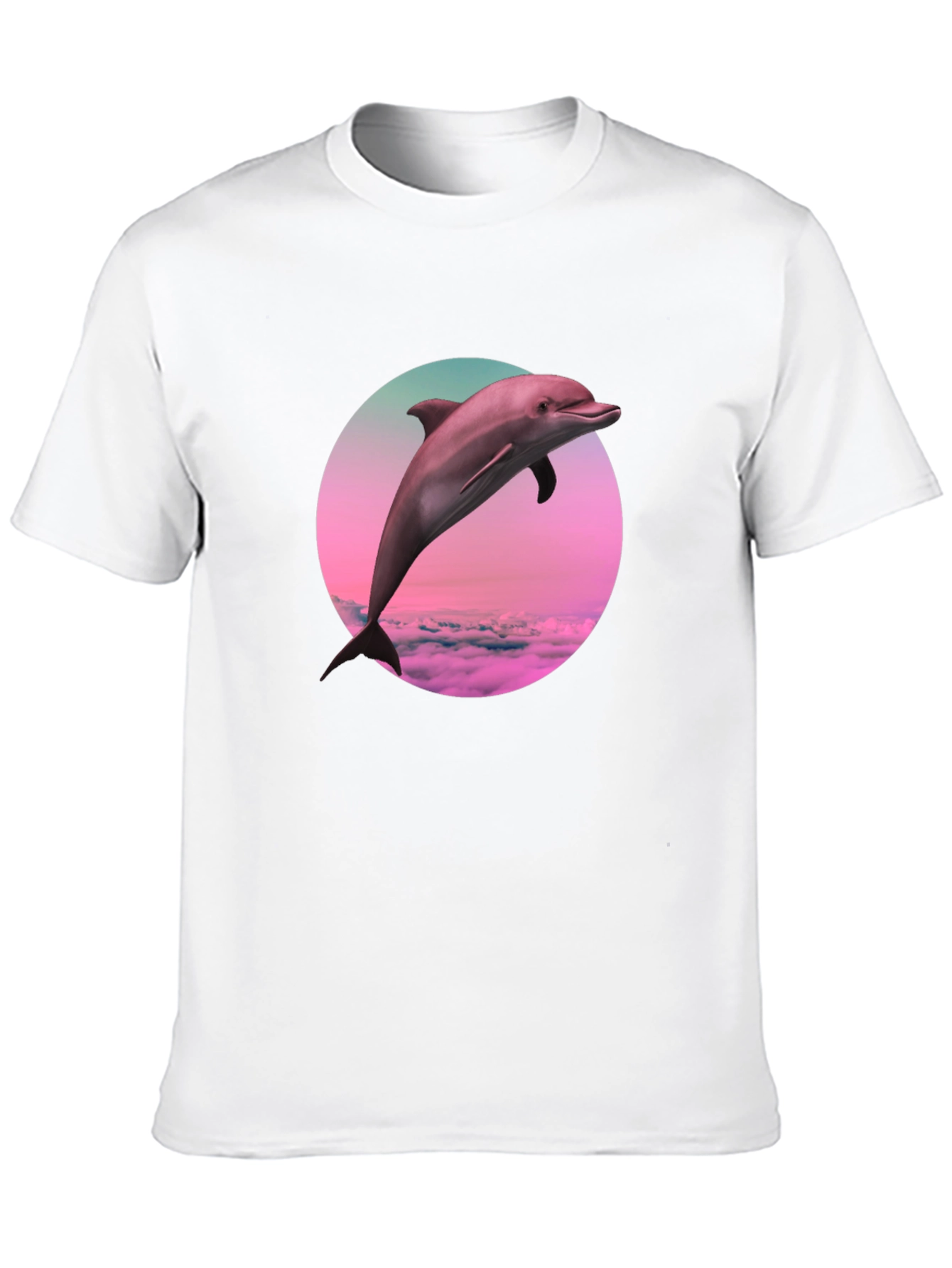 Dolphin Sunset T-Shirt - Black Crew Neck