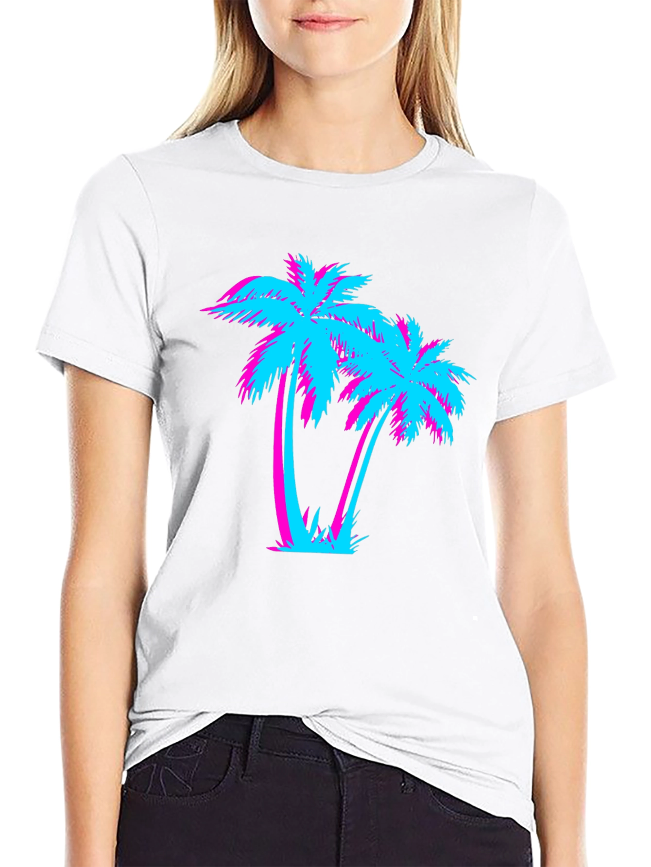 Retro Palm Tree Graphic Tee - Miami Vice Style