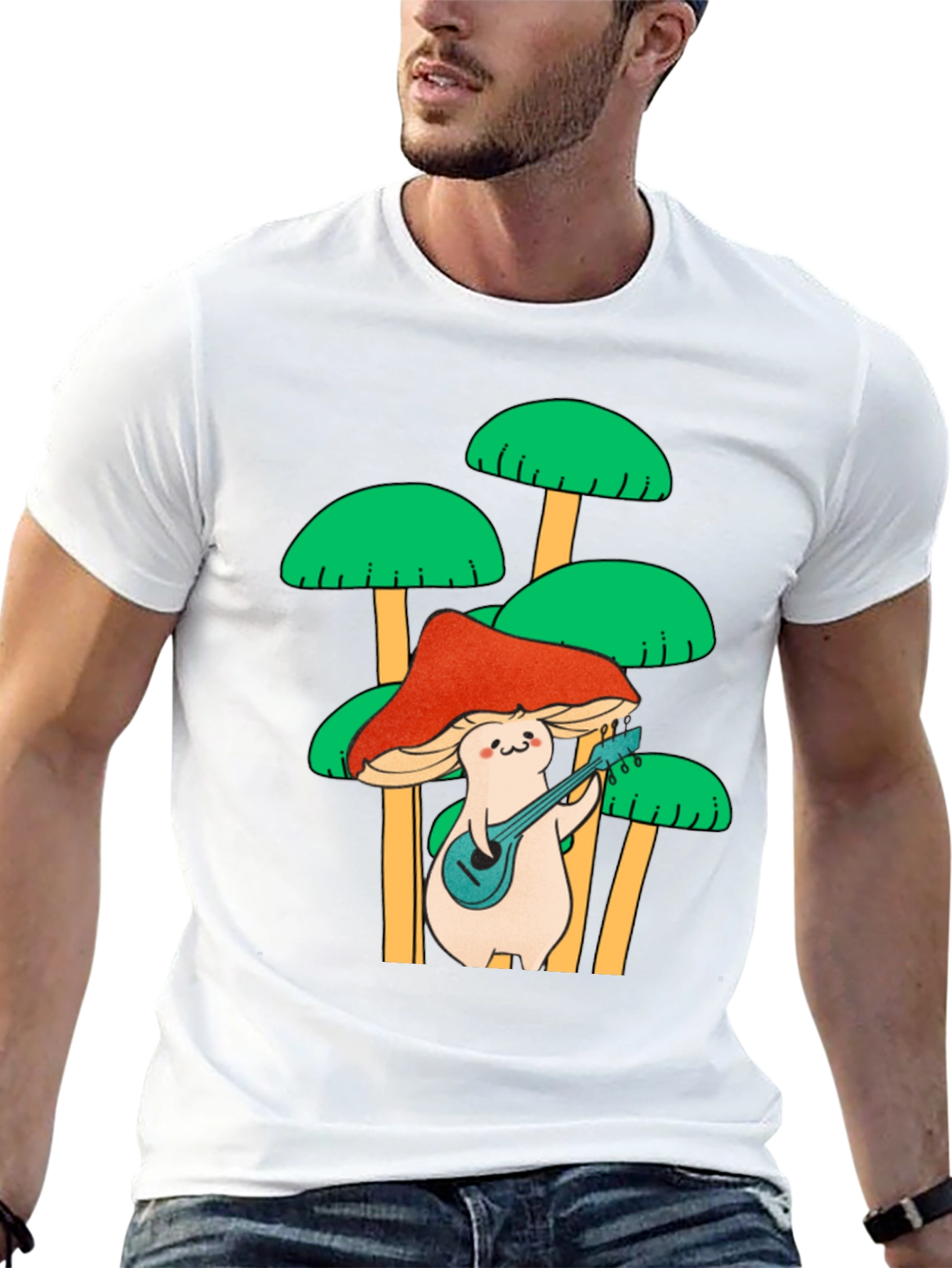 Funky Mushroom Musician Graphic Tee
