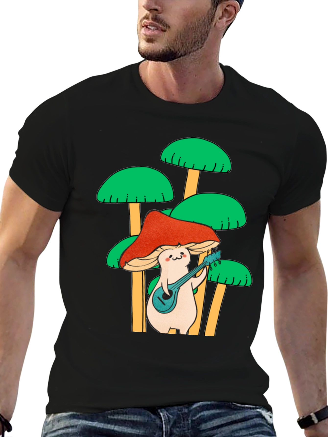 Funky Mushroom Musician Graphic Tee