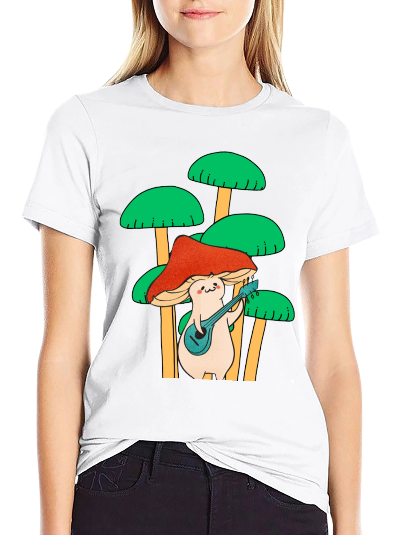 Funky Mushroom Musician Graphic Tee