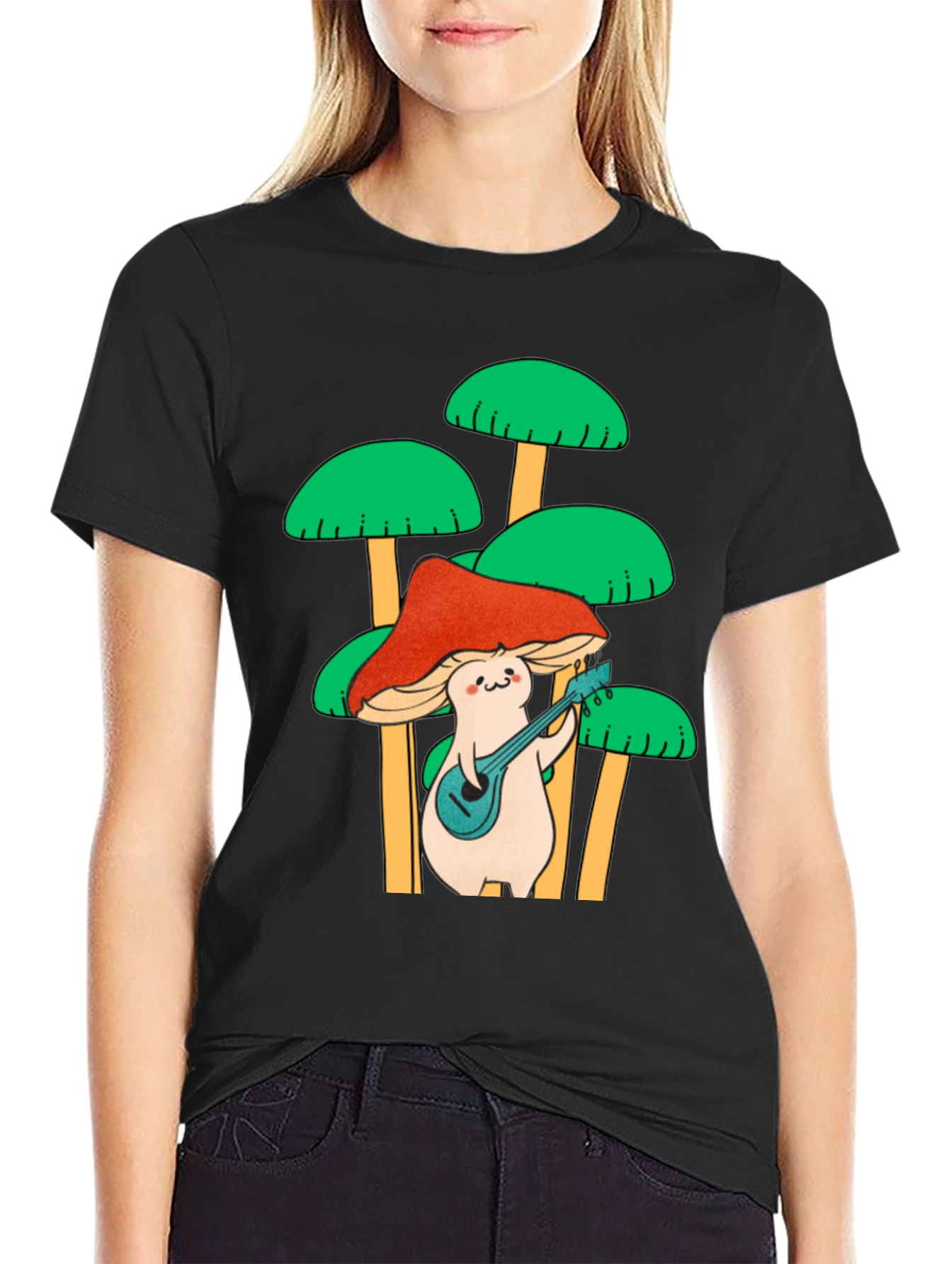 Funky Mushroom Musician Graphic Tee