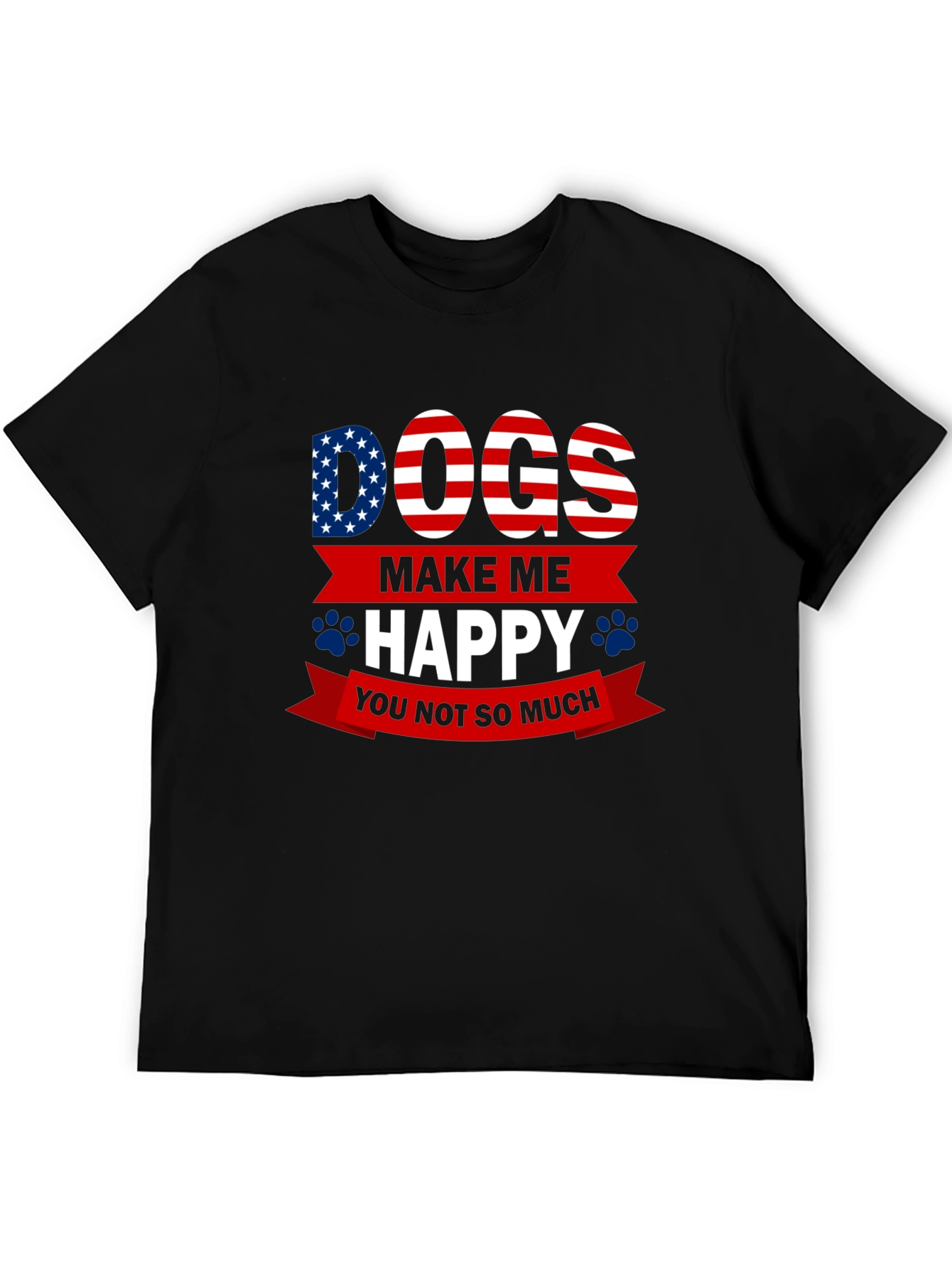 Dogs Make Me Happy T-Shirt - USA Patriotic Style