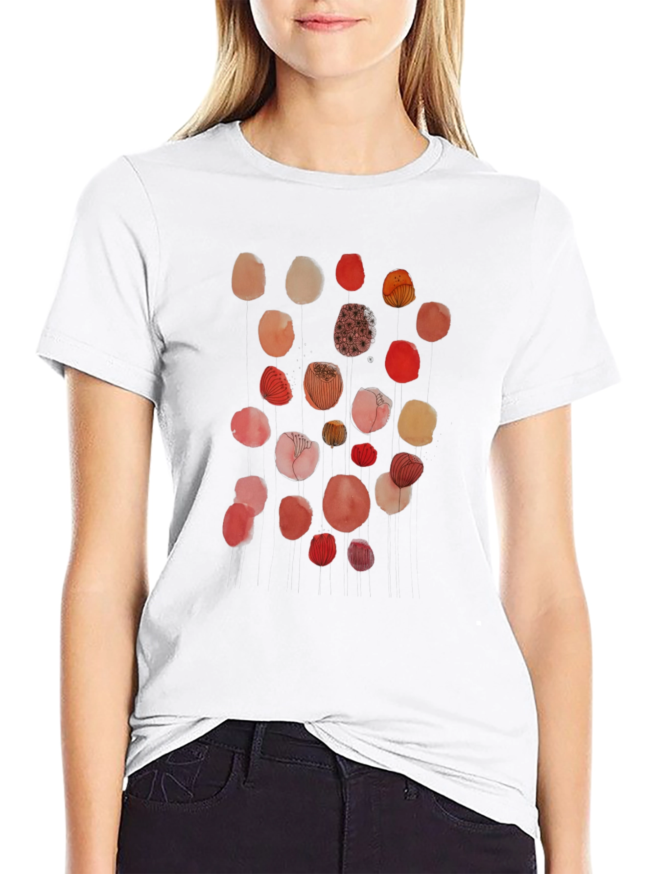 Abstract Floral Dot T-Shirt