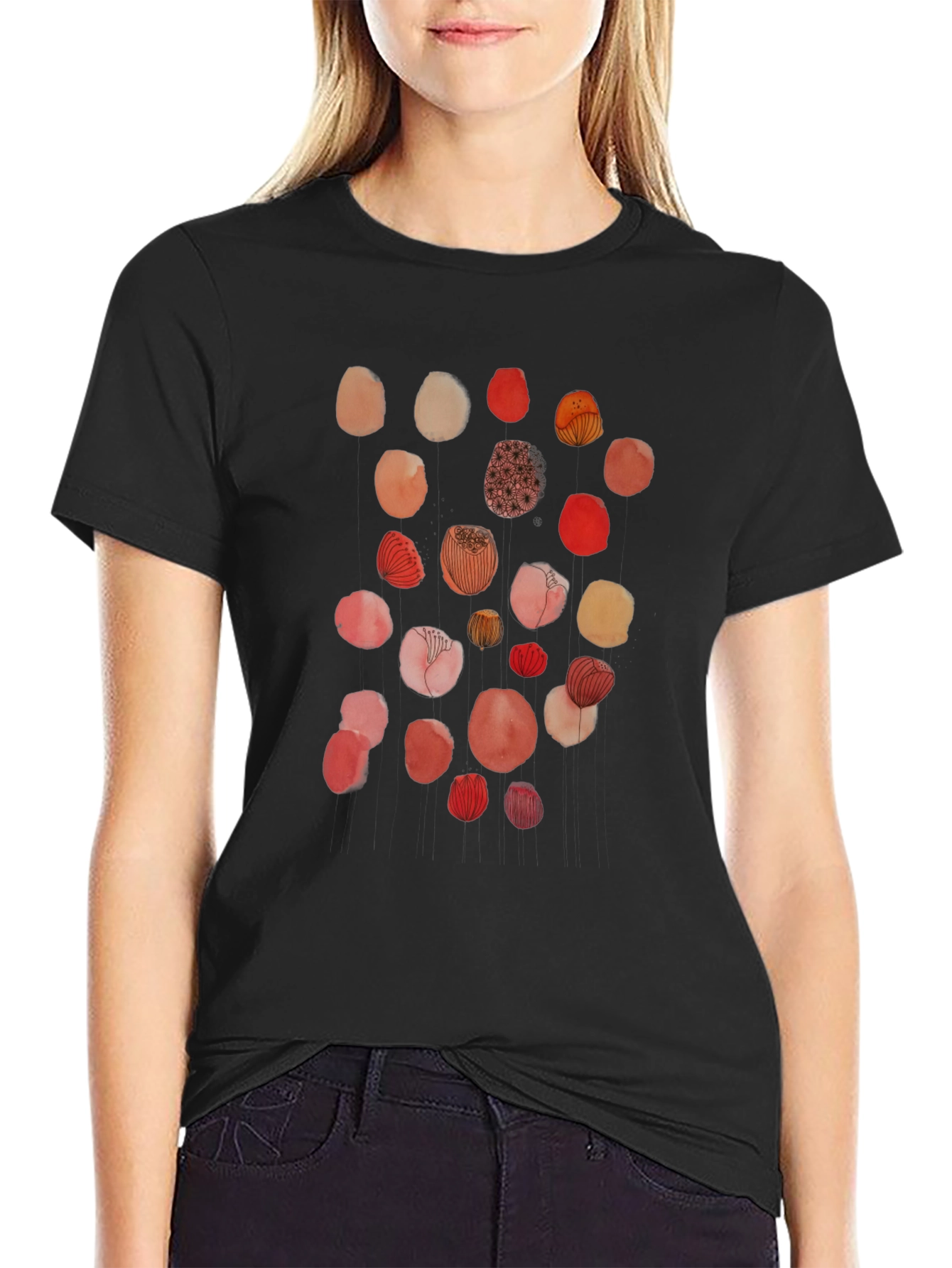 Abstract Floral Dot T-Shirt
