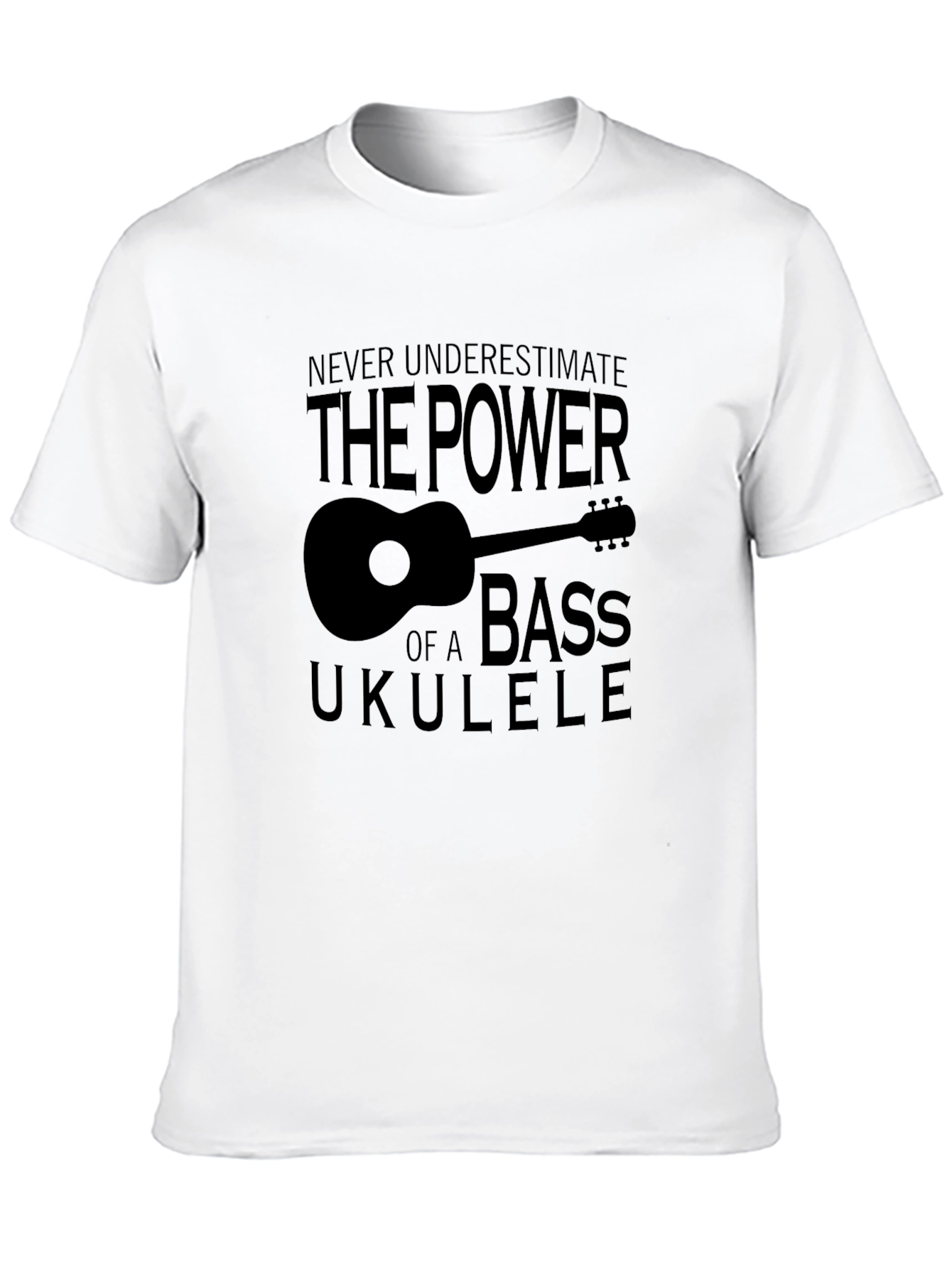 Bass Ukulele Power Graphic T-Shirt - Soft Black Tee