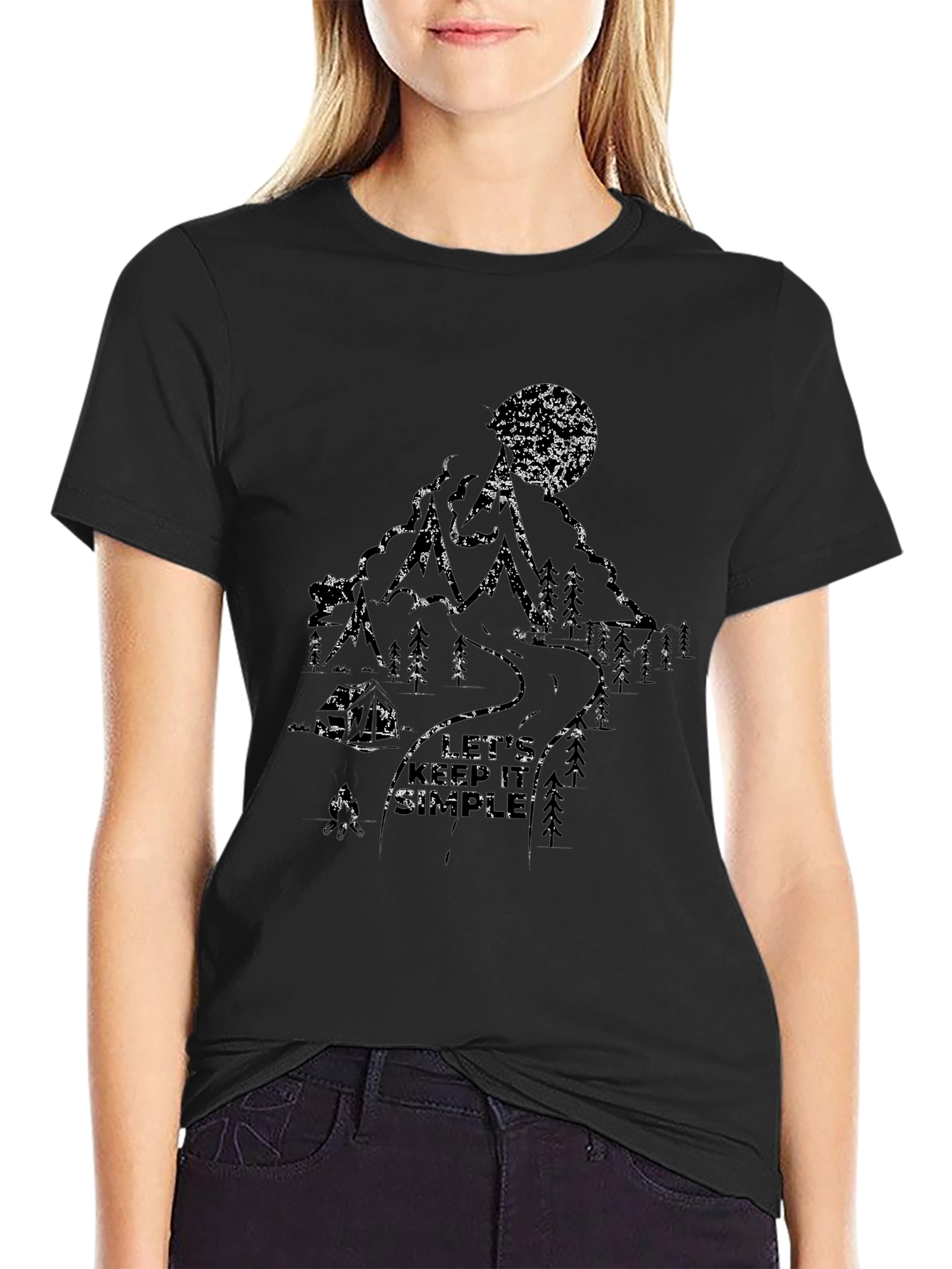 Mountain Moon Graphic Black T-Shirt
