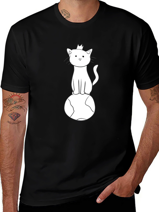 King Cat on World Graphic Tee - Black