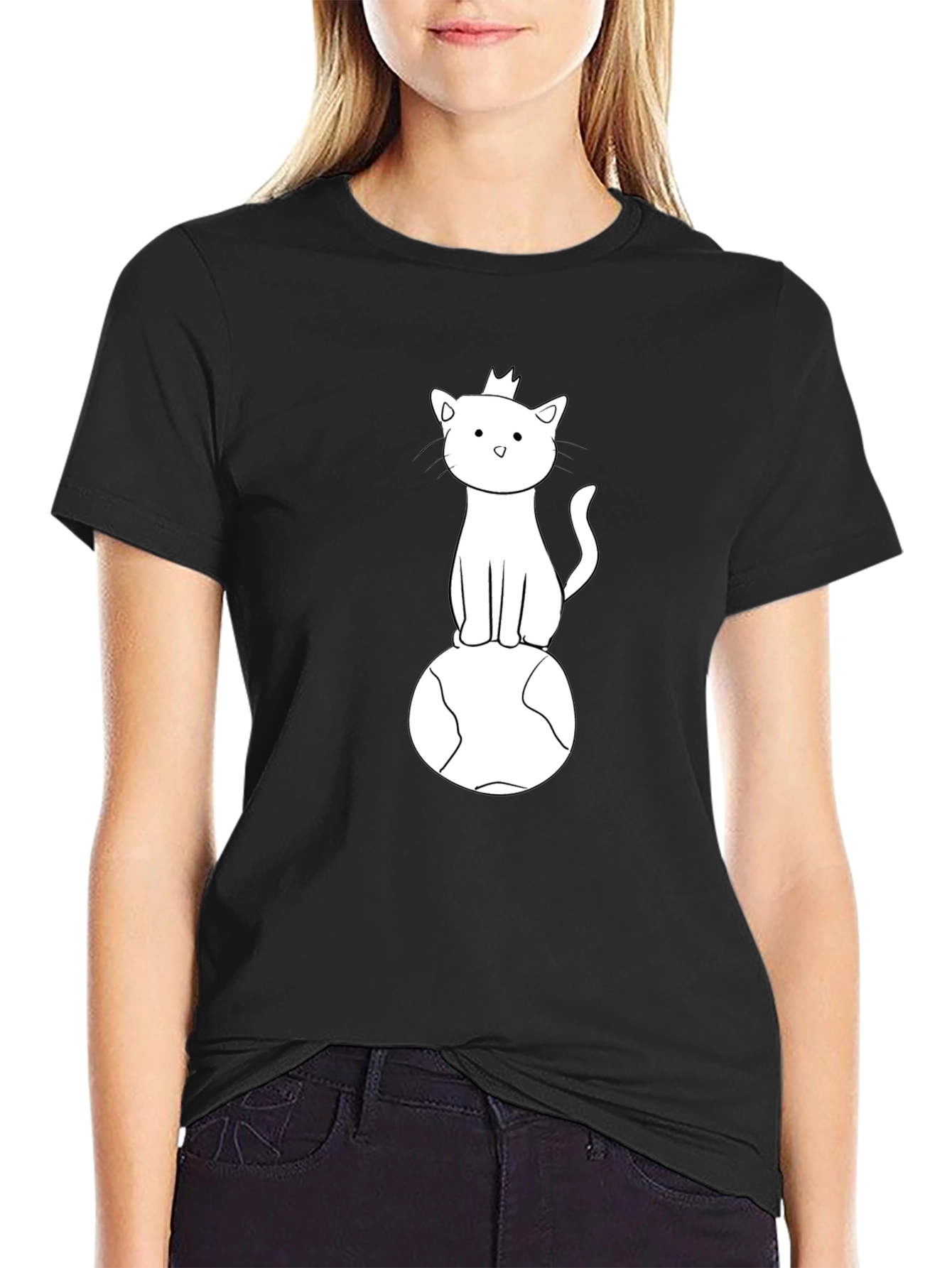 King Cat on World Graphic Tee - Black