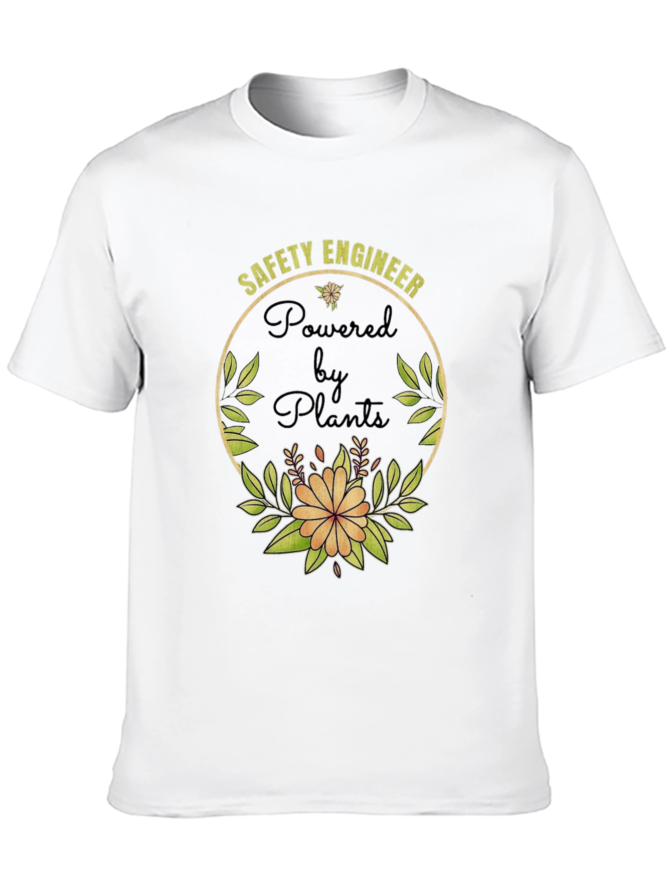 Safety Engineer Powered by Plants Graphic T-Shirt