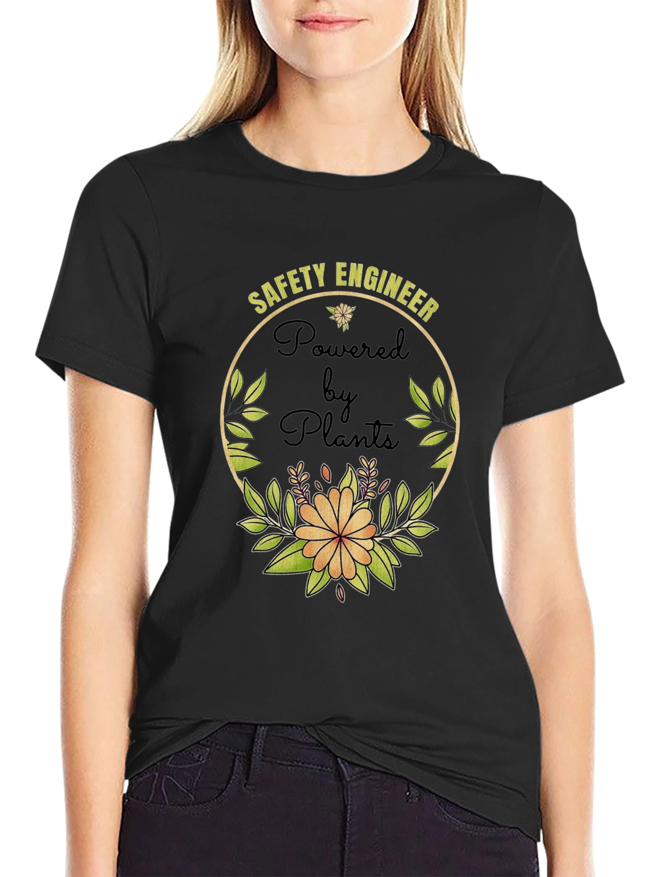 Safety Engineer Powered by Plants Graphic T-Shirt