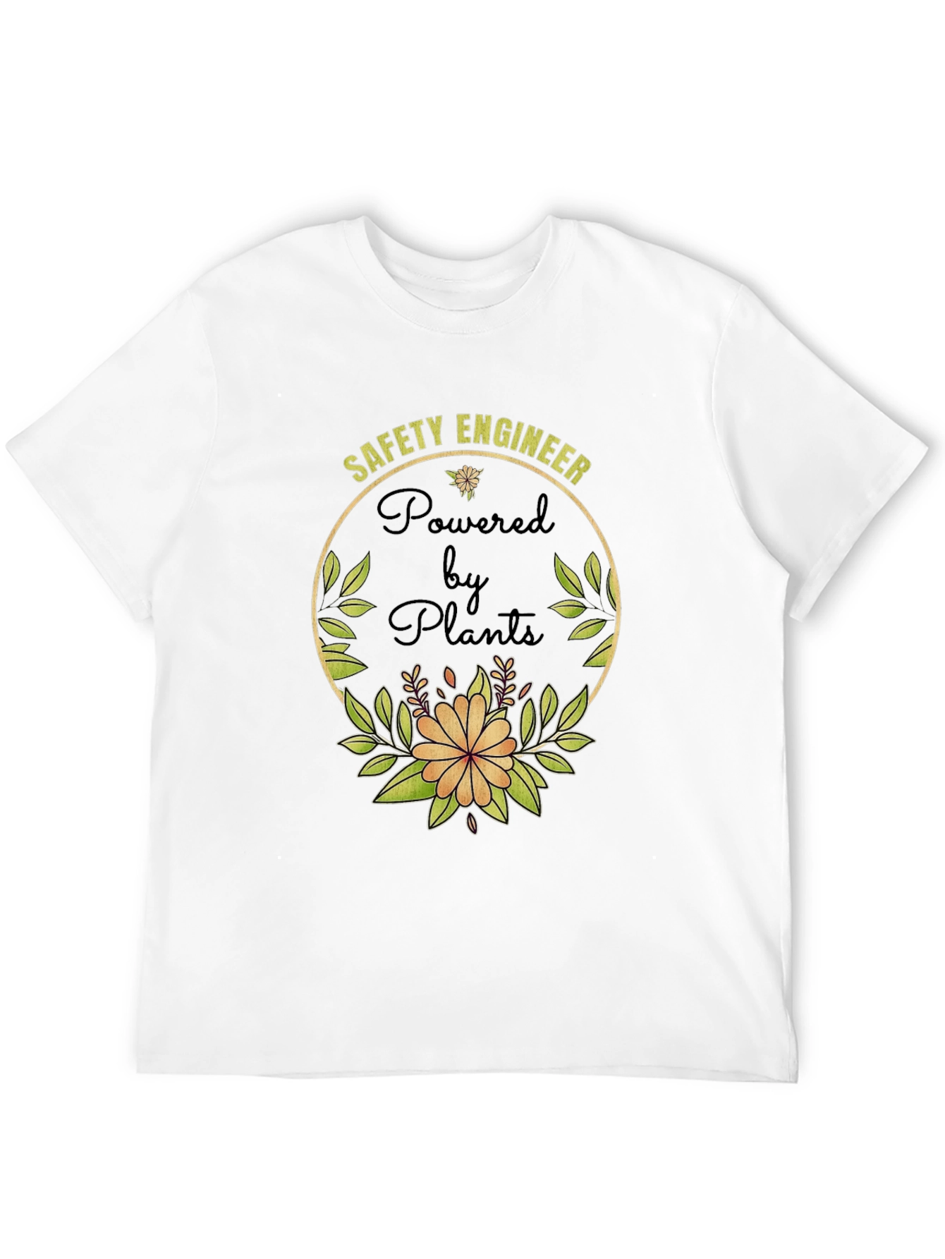 Safety Engineer Powered by Plants Graphic T-Shirt