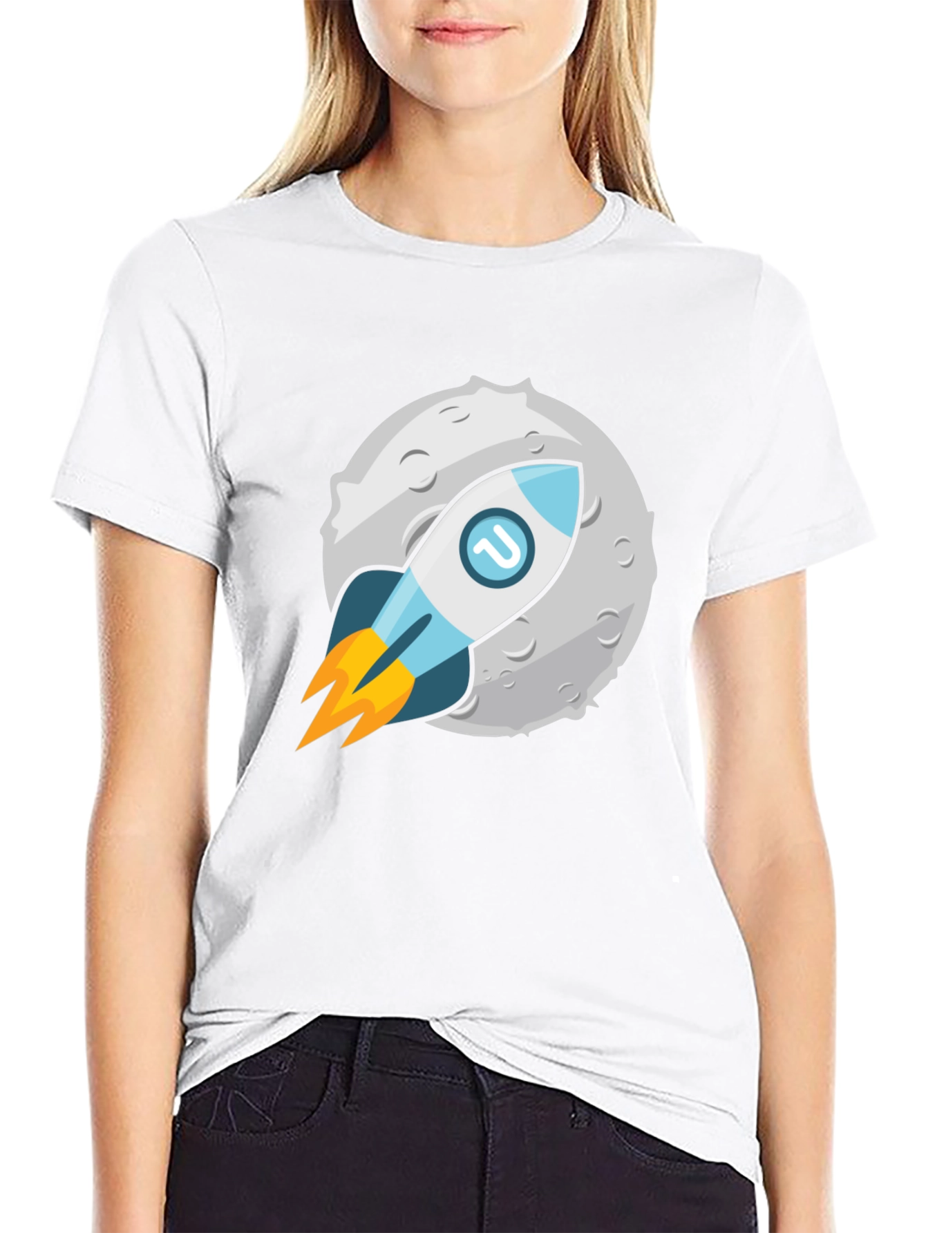 Rocket to the Moon Graphic Tee - Black