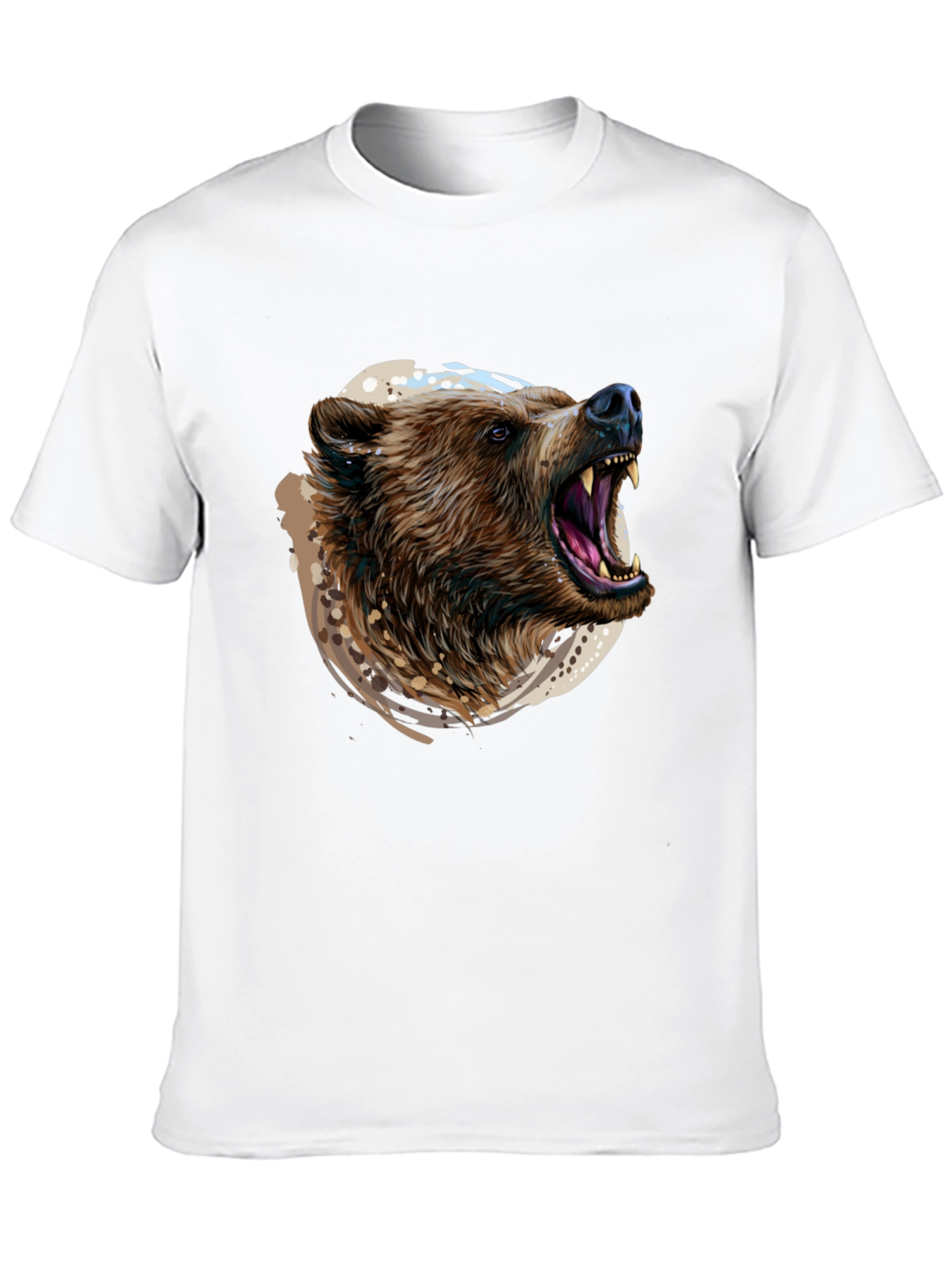 Roaring Bear Graphic Print Black T-Shirt