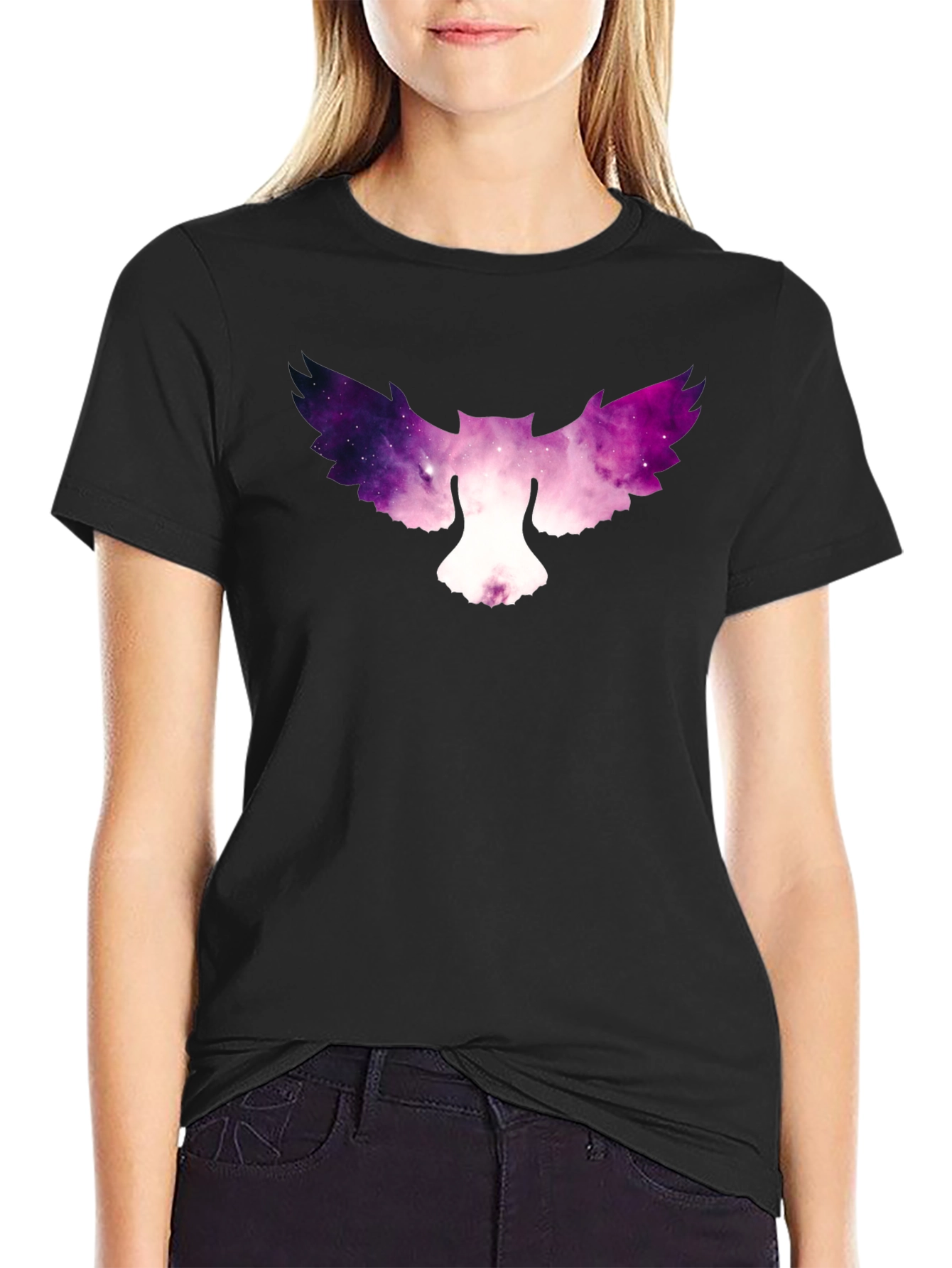 Galaxy Owl Graphic Tee - Stylish Mens Black T-Shirt