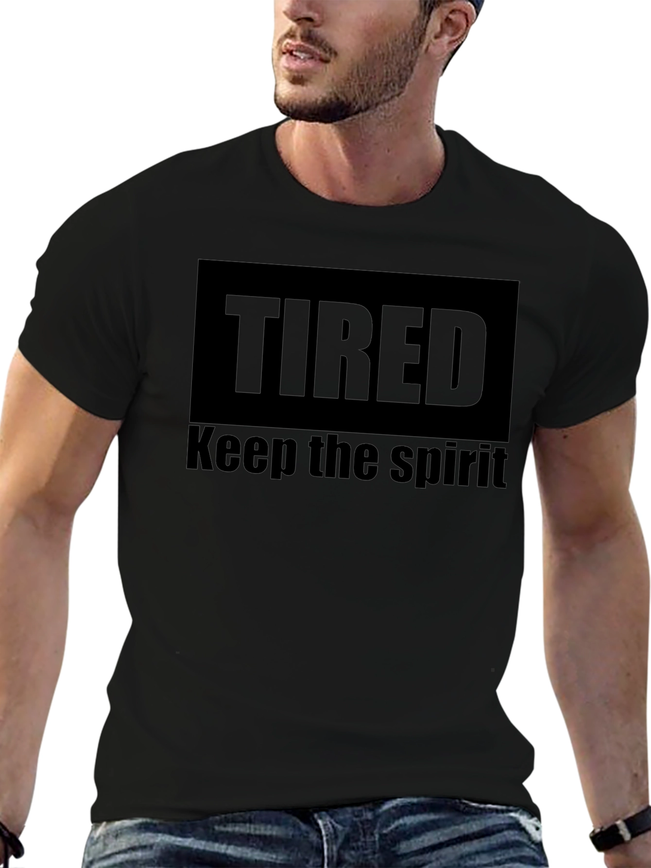 Tired Keep The Spirit Black T-Shirt
