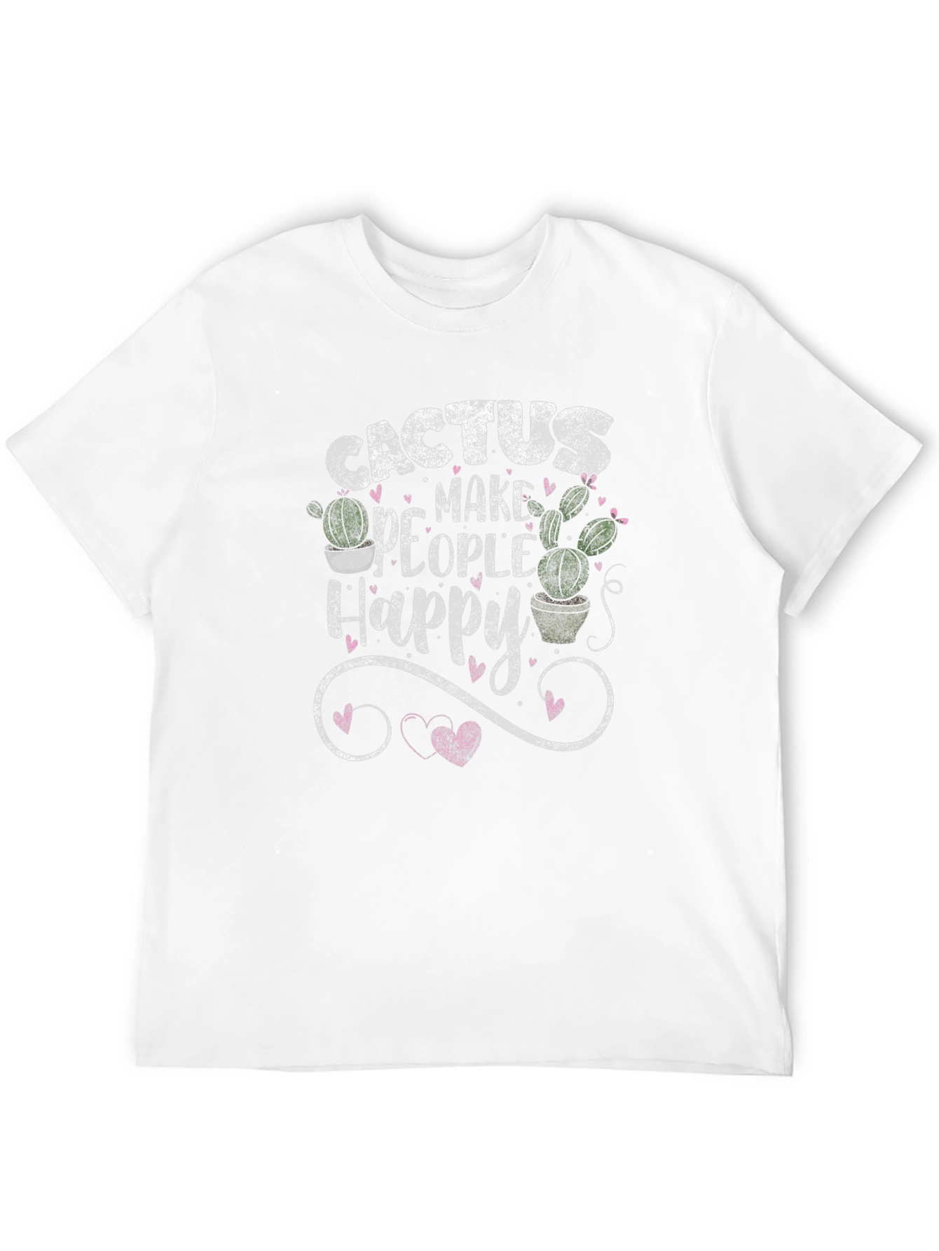 Cactus Make People Happy Black T-Shirt