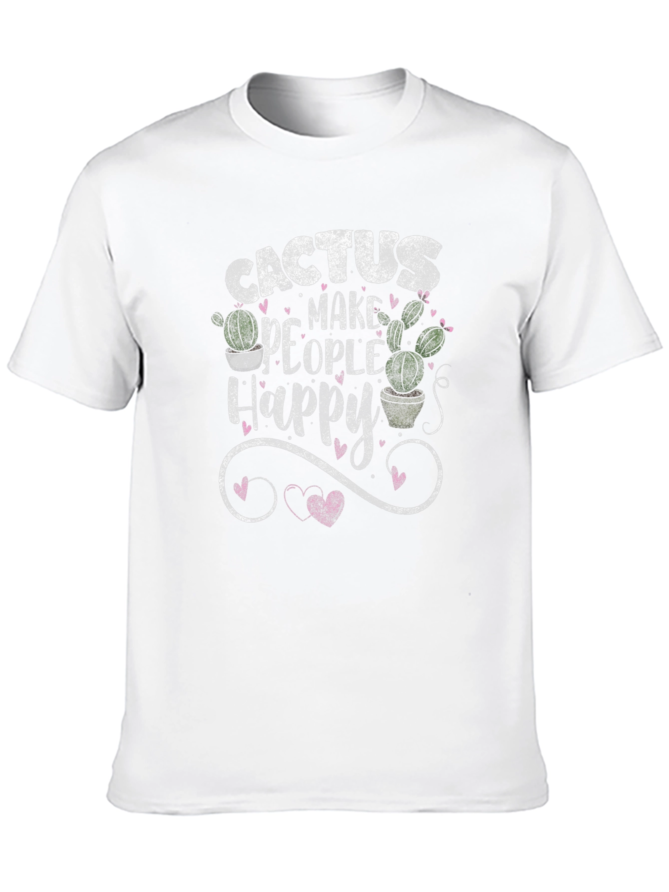 Cactus Make People Happy Black T-Shirt