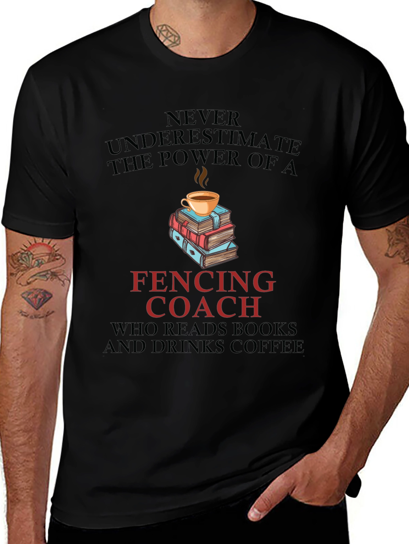 Fencing Coach Books Coffee T-Shirt
