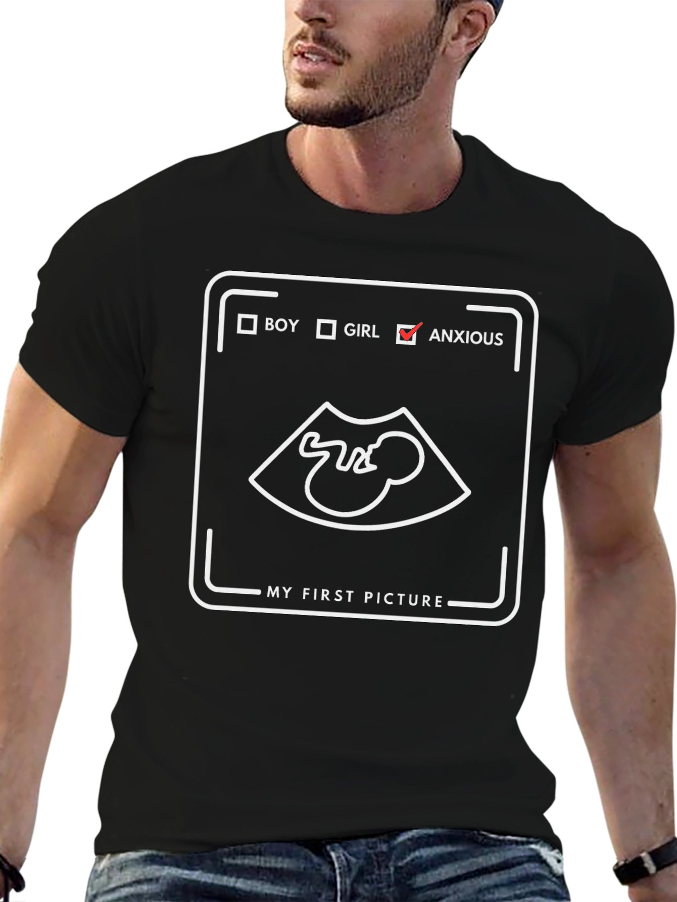 Funny Pregnancy Anxious T-Shirt - My First Picture