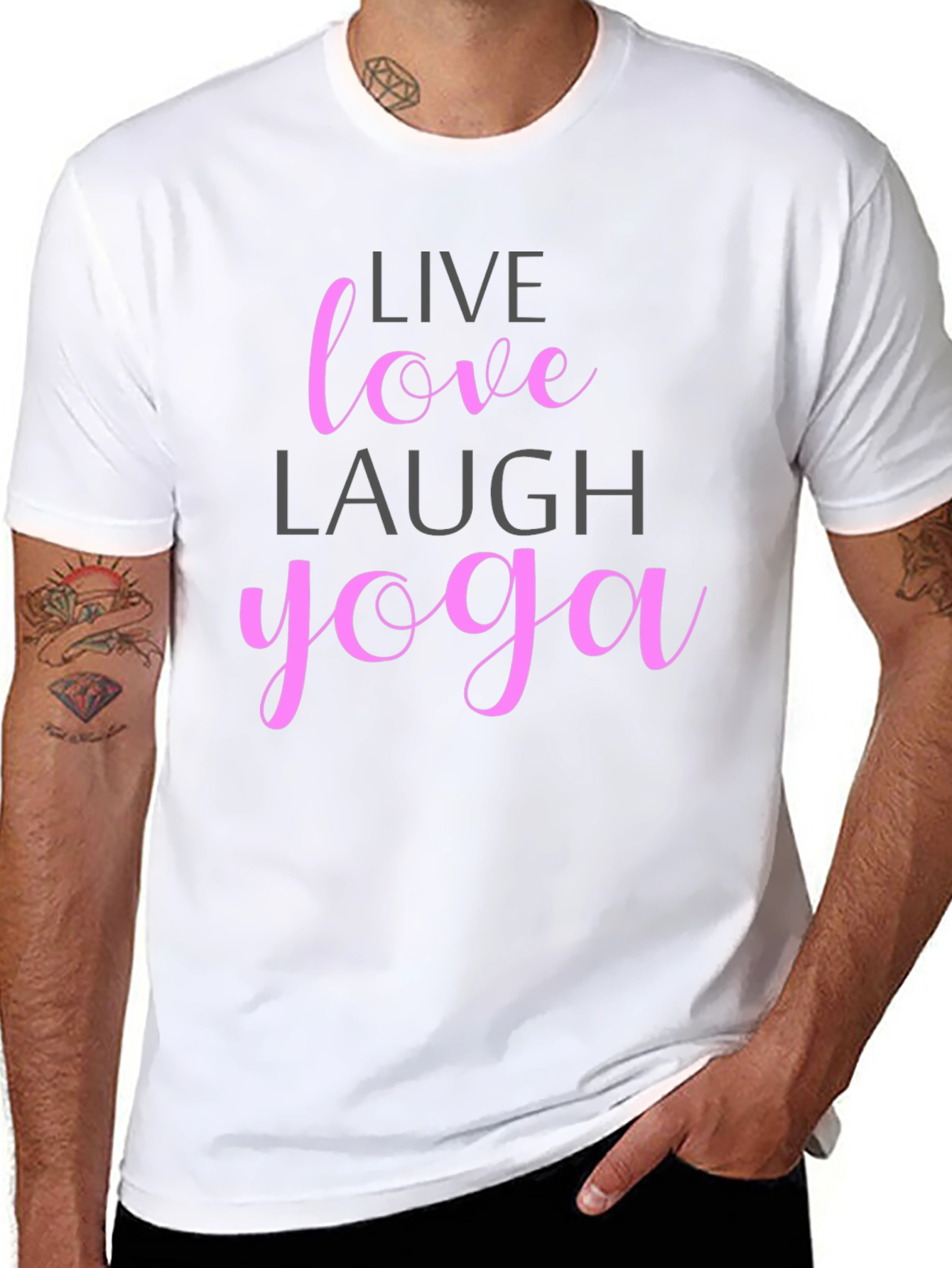 Live Love Laugh Yoga T-Shirt - Casual Black Tee