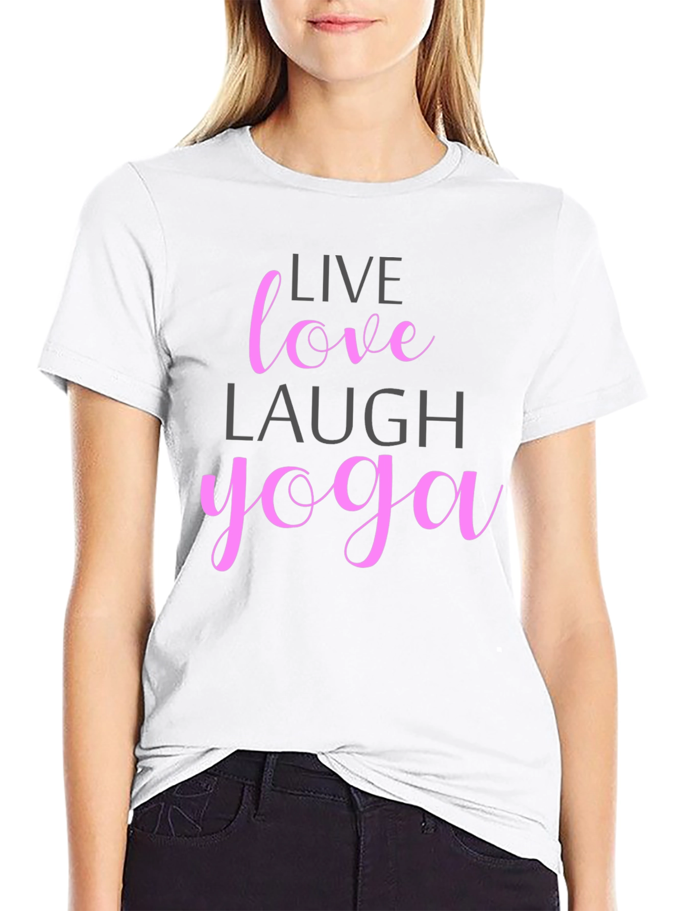 Live Love Laugh Yoga T-Shirt - Casual Black Tee
