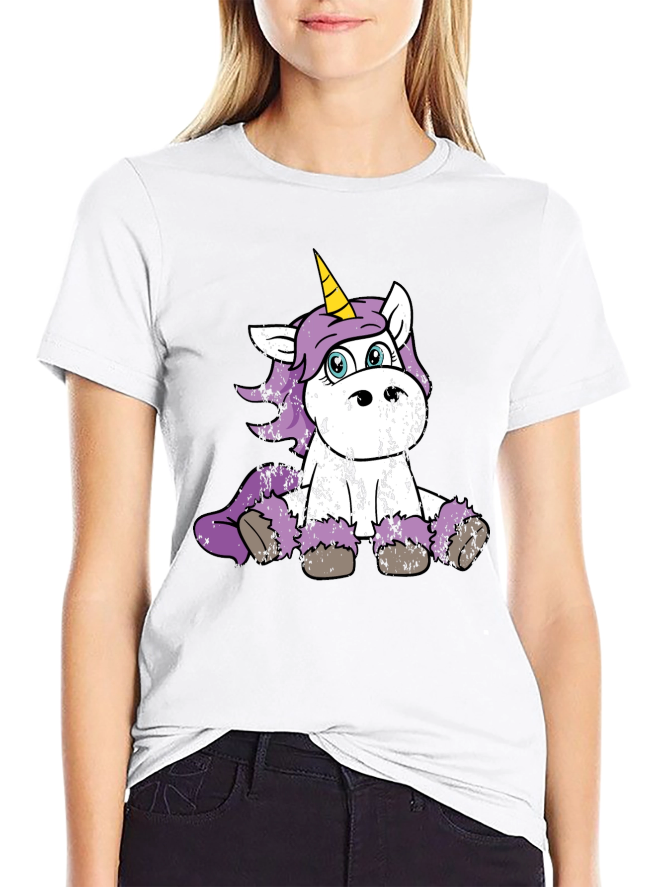 Cute Unicorn Graphic Black T-Shirt