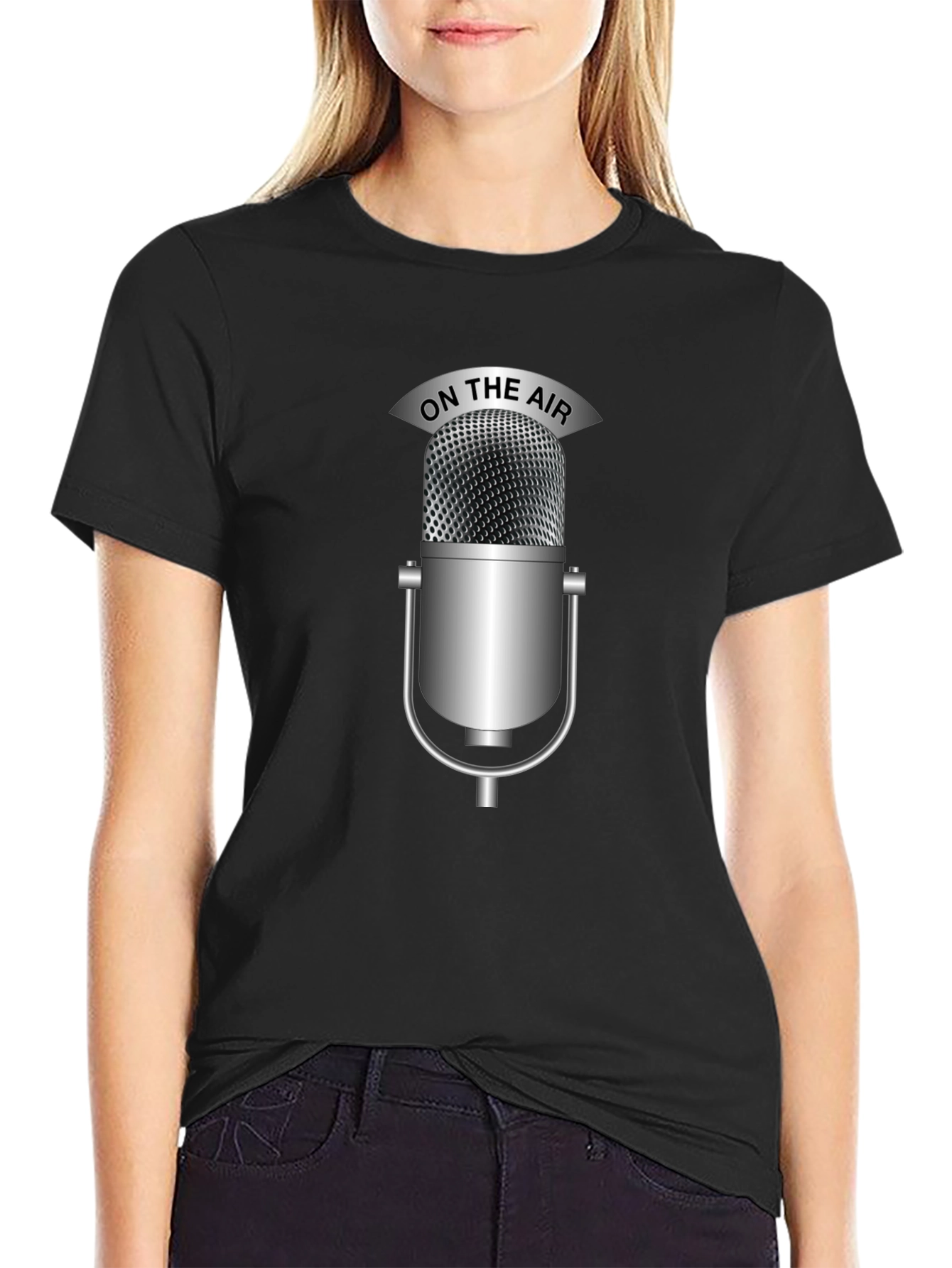 On The Air Microphone Black T-Shirt