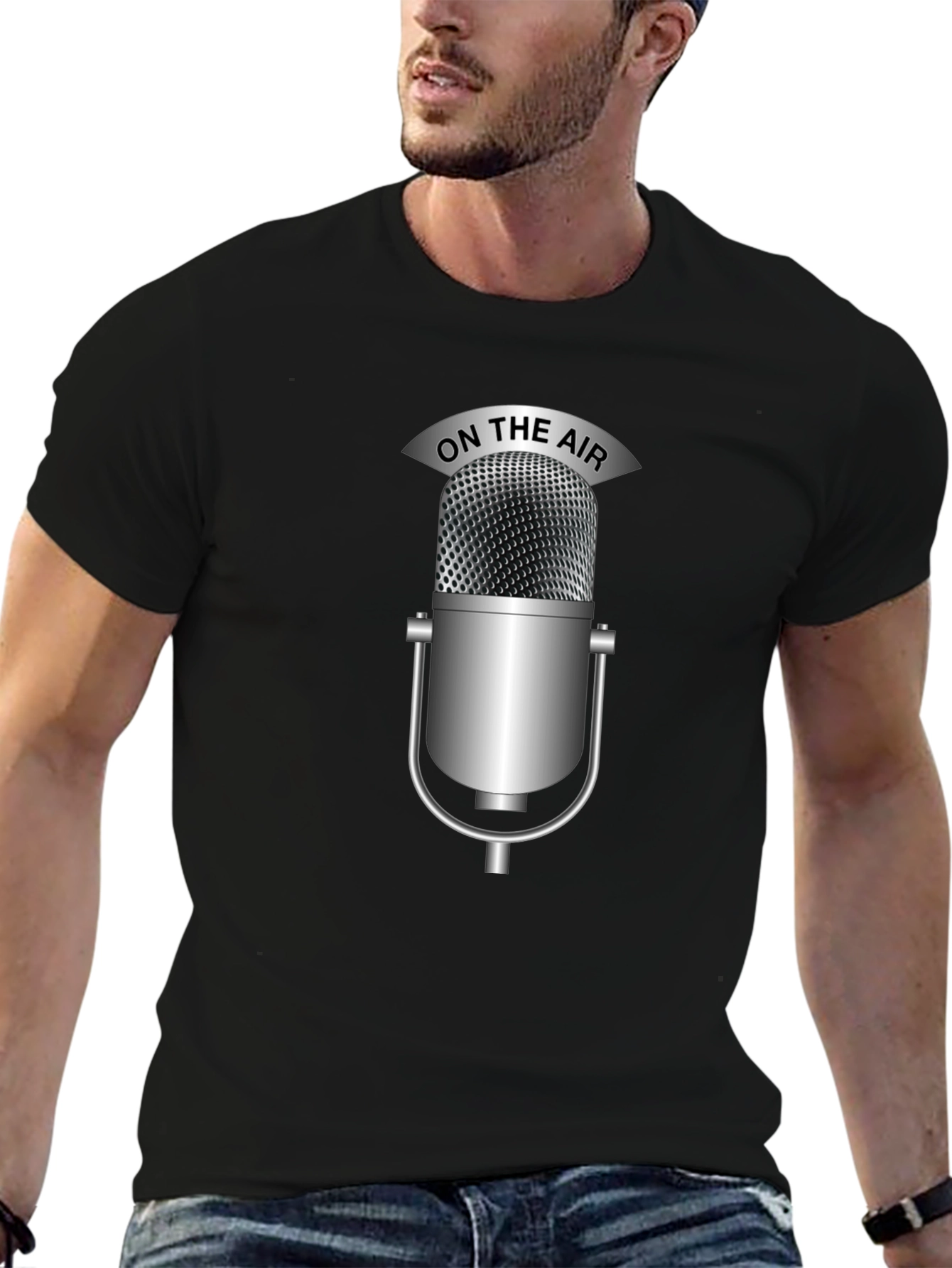 On The Air Microphone Black T-Shirt